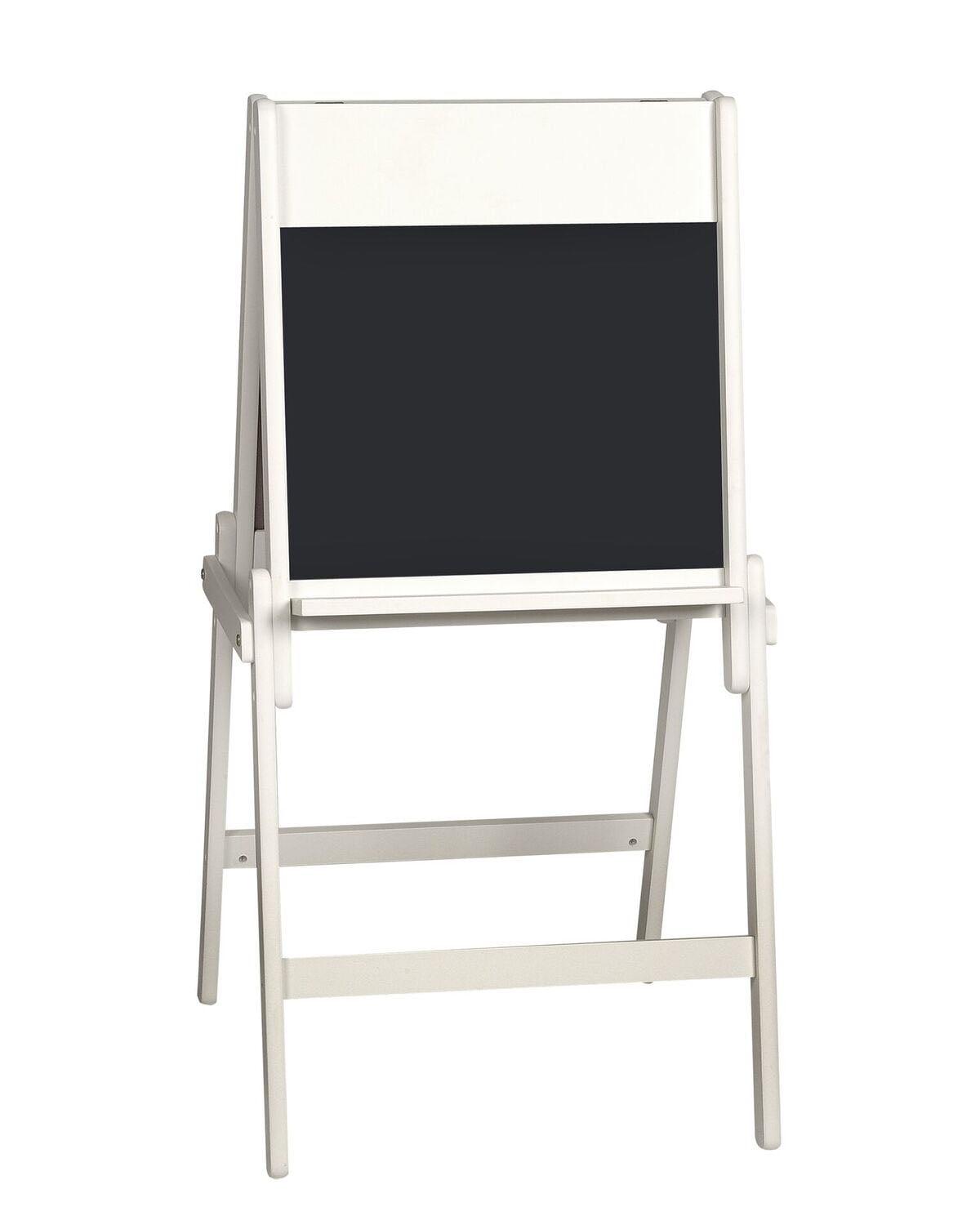 White Freestanding Children's Easel with Blackboard and Dry Erase Board