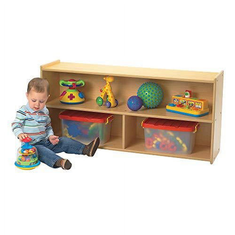 Little Explorer's Natural Wood 2-Cubby Kids Storage Shelf