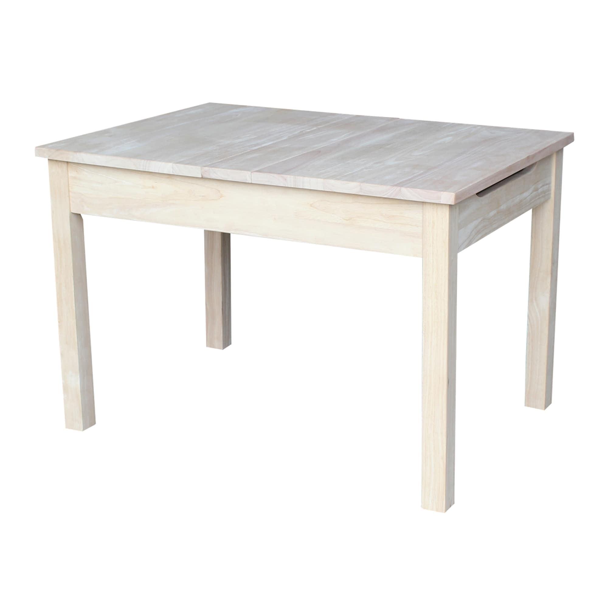 Eco-Friendly Mission Style Unfinished Wood Kids' Craft Table with Storage