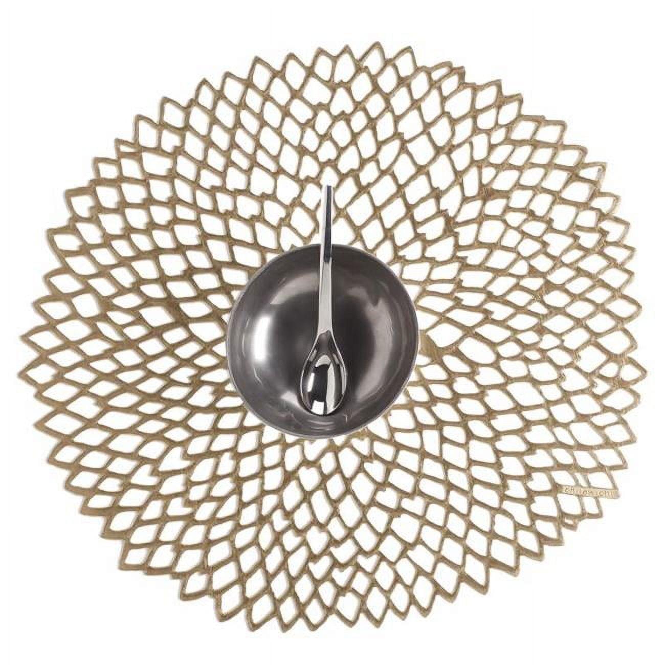 Chilewich Brass Vinyl Round Dahlia Placemats 15 in. L X 14 in. W