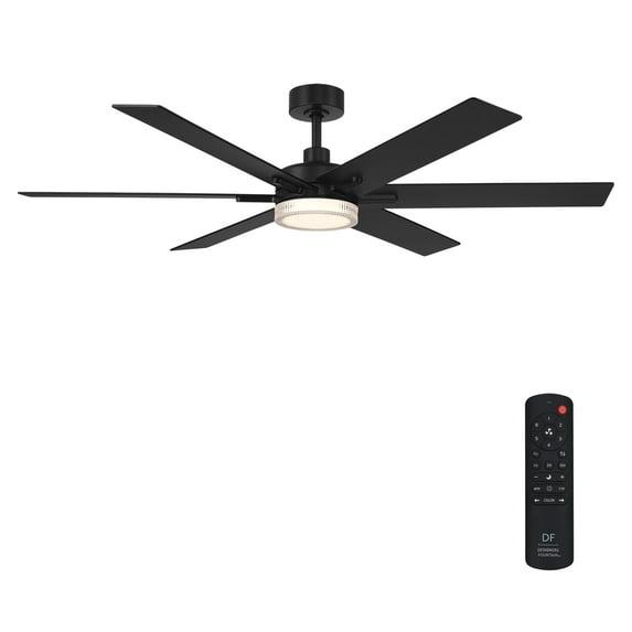 Chillion 60 in. Indoor/Covered Outdoor Matte Black LED Ceiling Fan with 5 CCT and 7 RGB Selections, Remote Included
