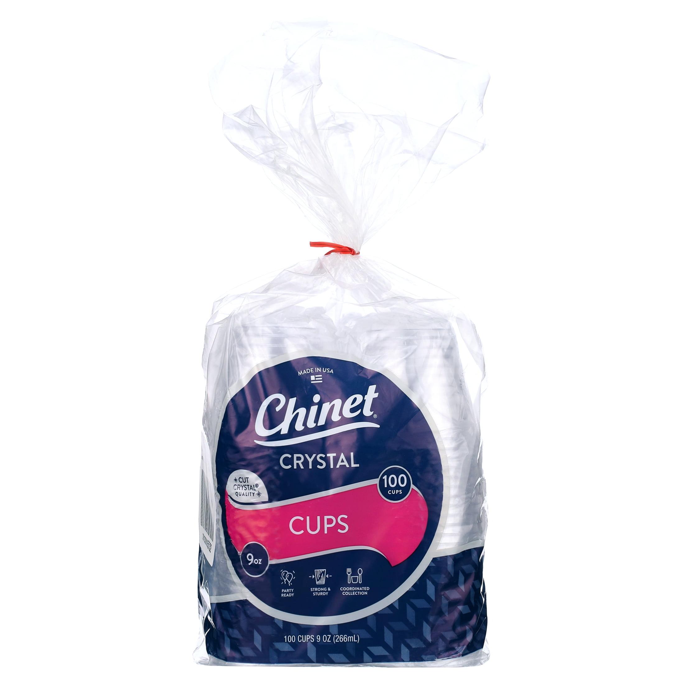 Chinet 9 oz Clear Cut Crystal Plastic Cold Cups, 100 Count