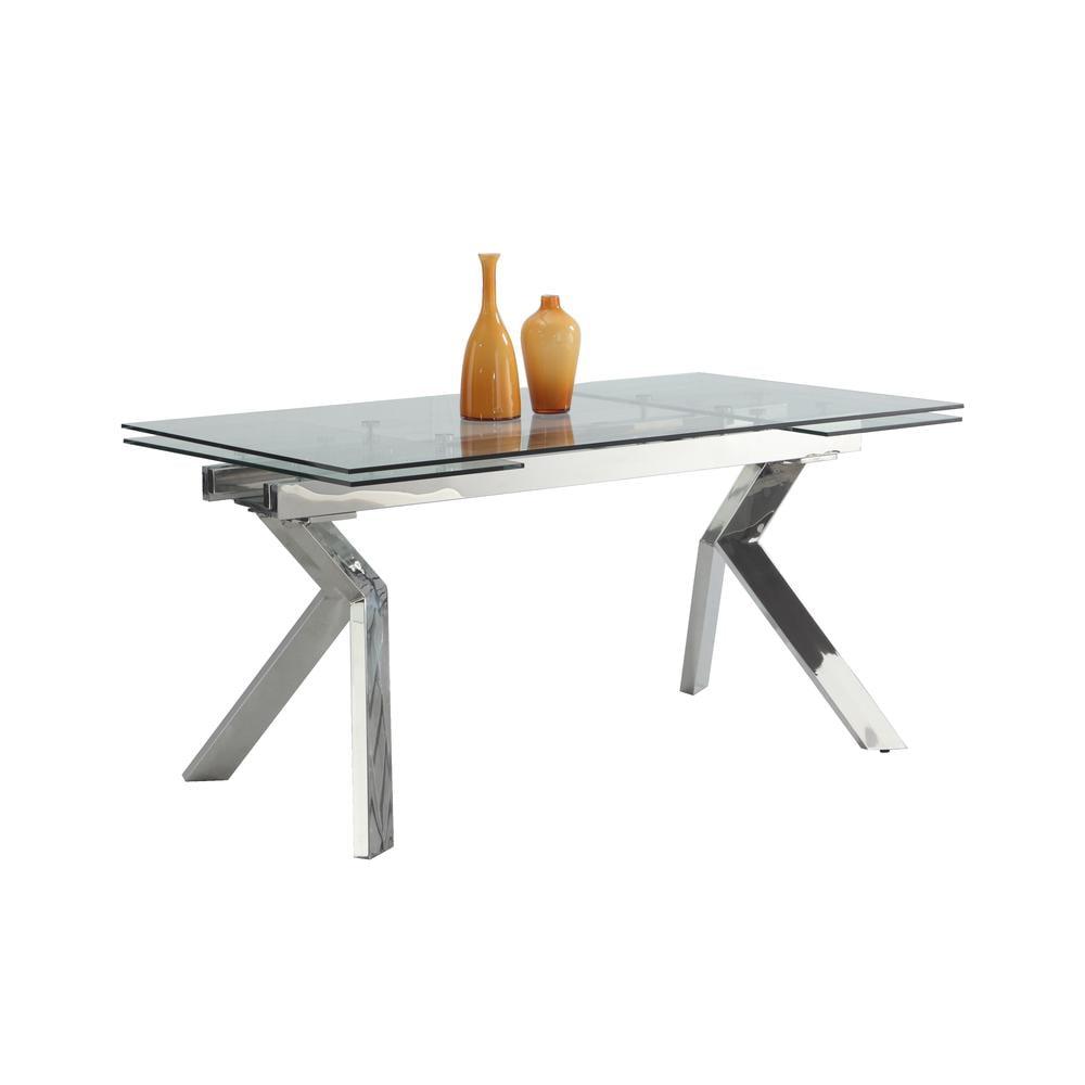 Chintaly Butterfly Legs Extendable Dining Table, Polished Ss