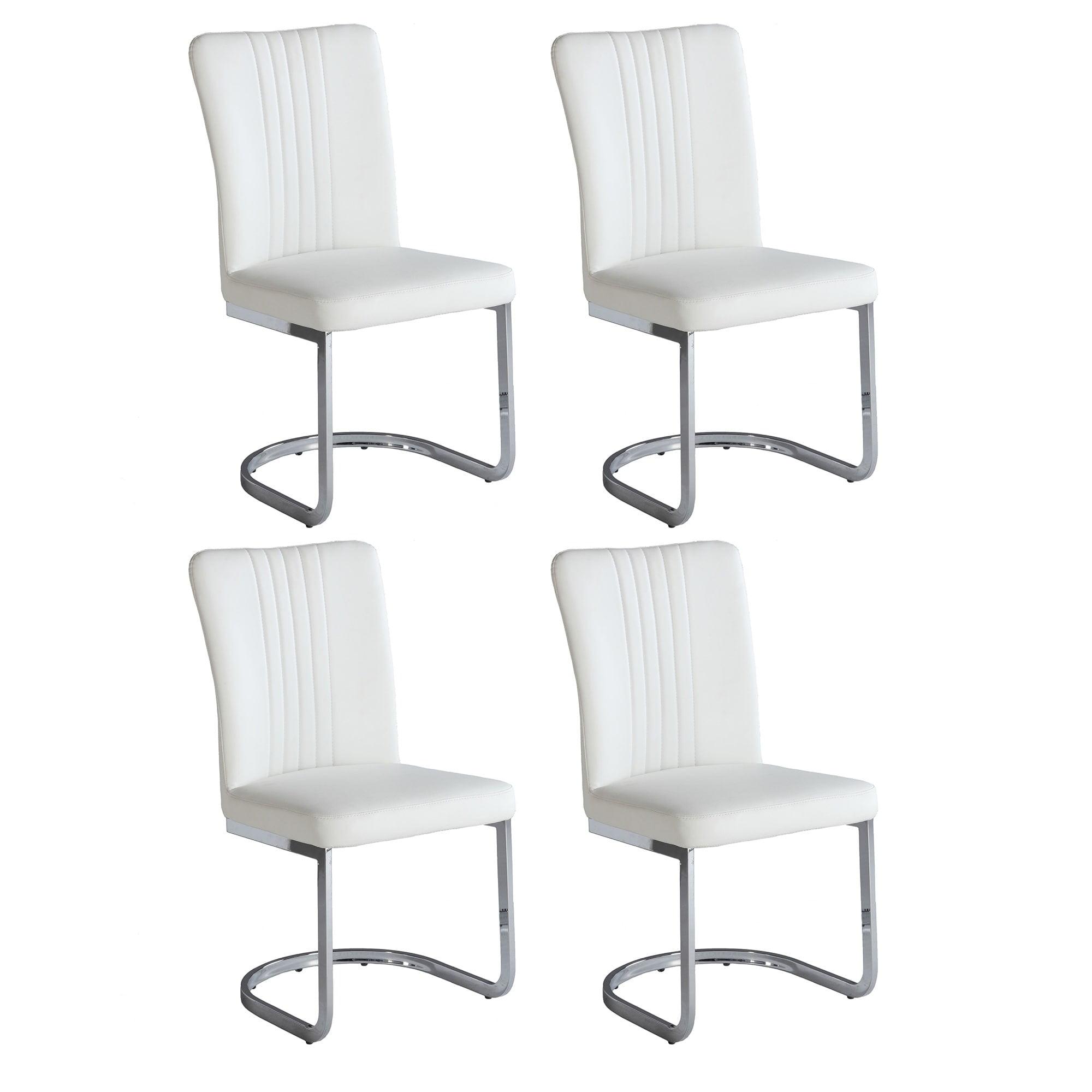 Chintaly Channel Back Cantilever Side Chair  - Set Of 4, White