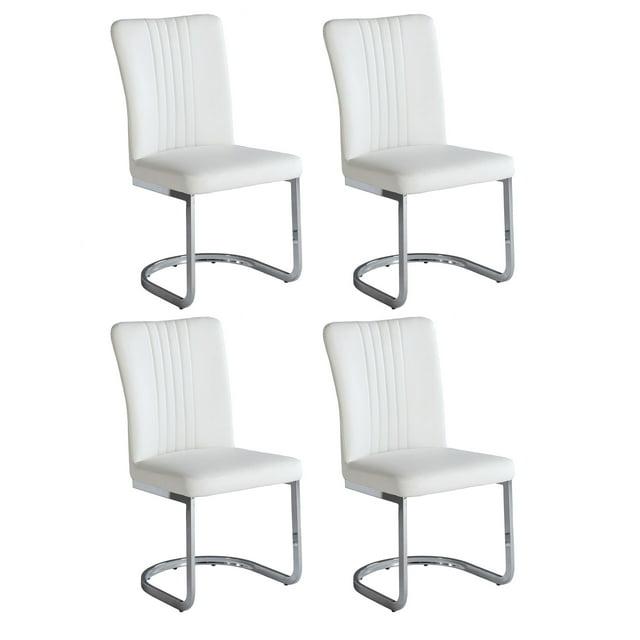 Chintaly Channel Back Cantilever Side Chair  - Set Of 4, White