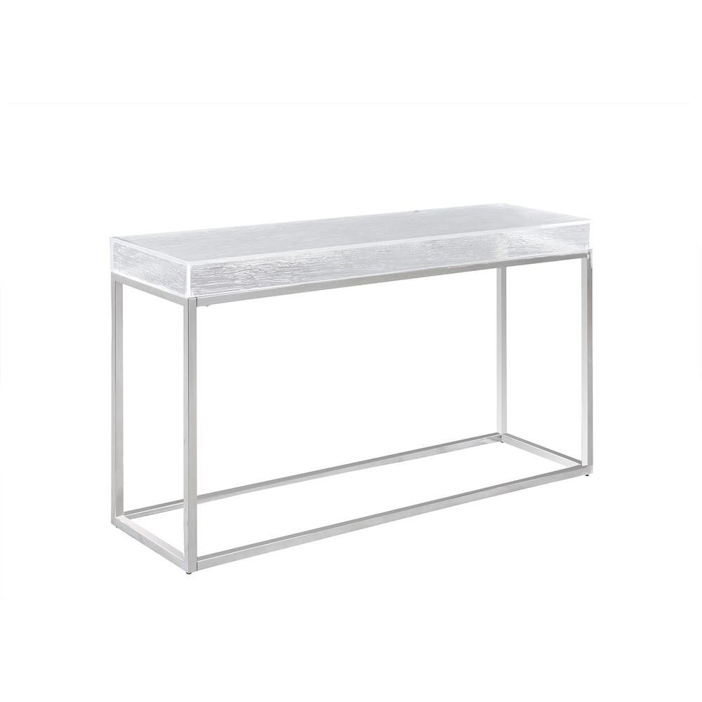 Chintaly Contemporary Sofa Table w/ Acrylic Top & Stainless Steel Frame