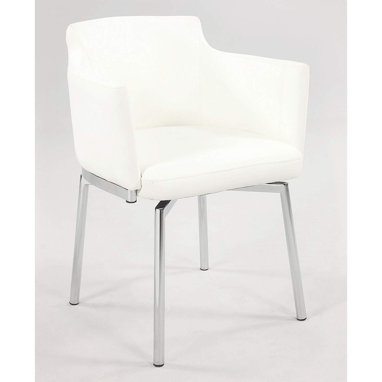 Chintaly Club Style Arm Chair With Memory Swivel - Set Of 2, White