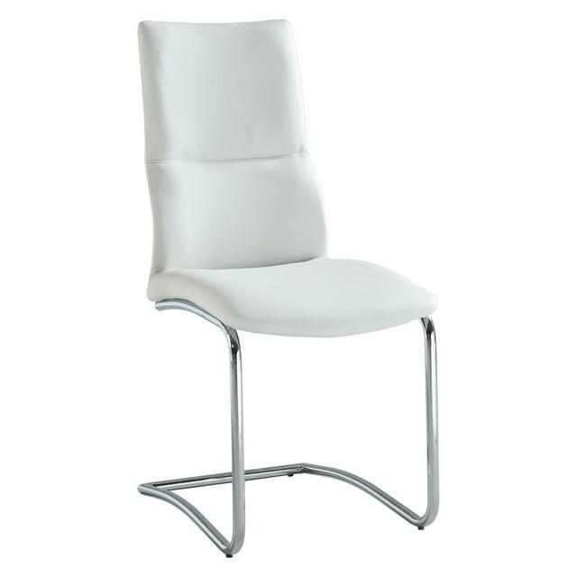 Chintaly Imports Cantilever Curved Back Side Chair, Chrome/White