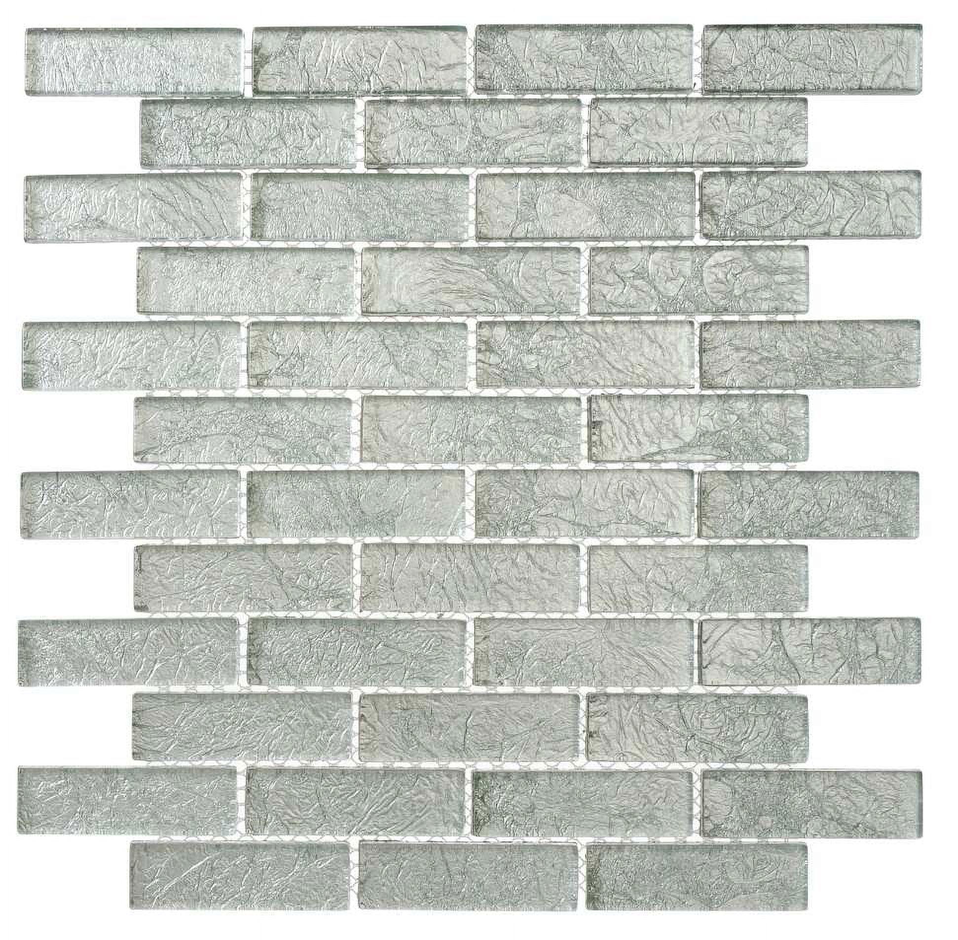 Sterling Glass Brick Joint Mosaic Wall Tile Sheet