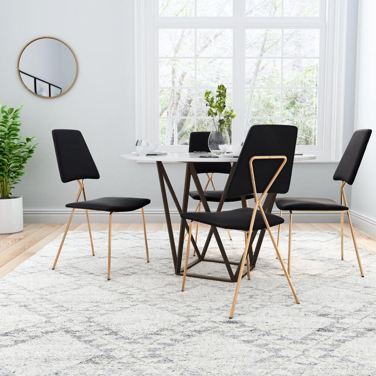 Chloe Dining Chair Set of 2 Pink Velvet Gold Frame Glamorous Accent Furniture