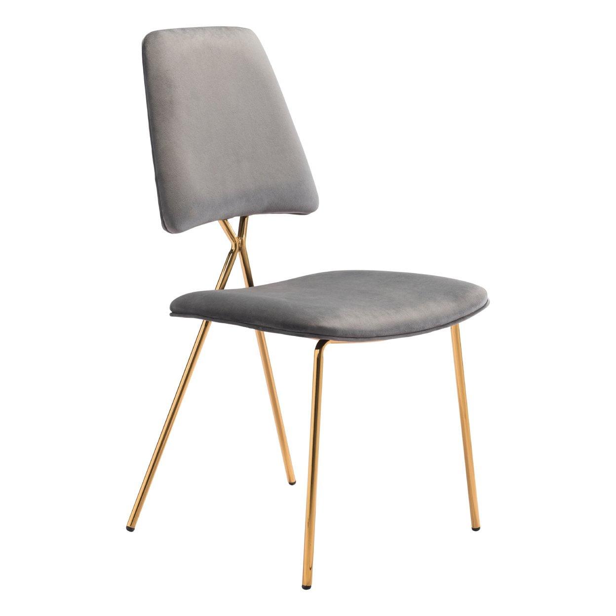 Zuo Chloe Dining Chair (Set of 2) Gray and Gold