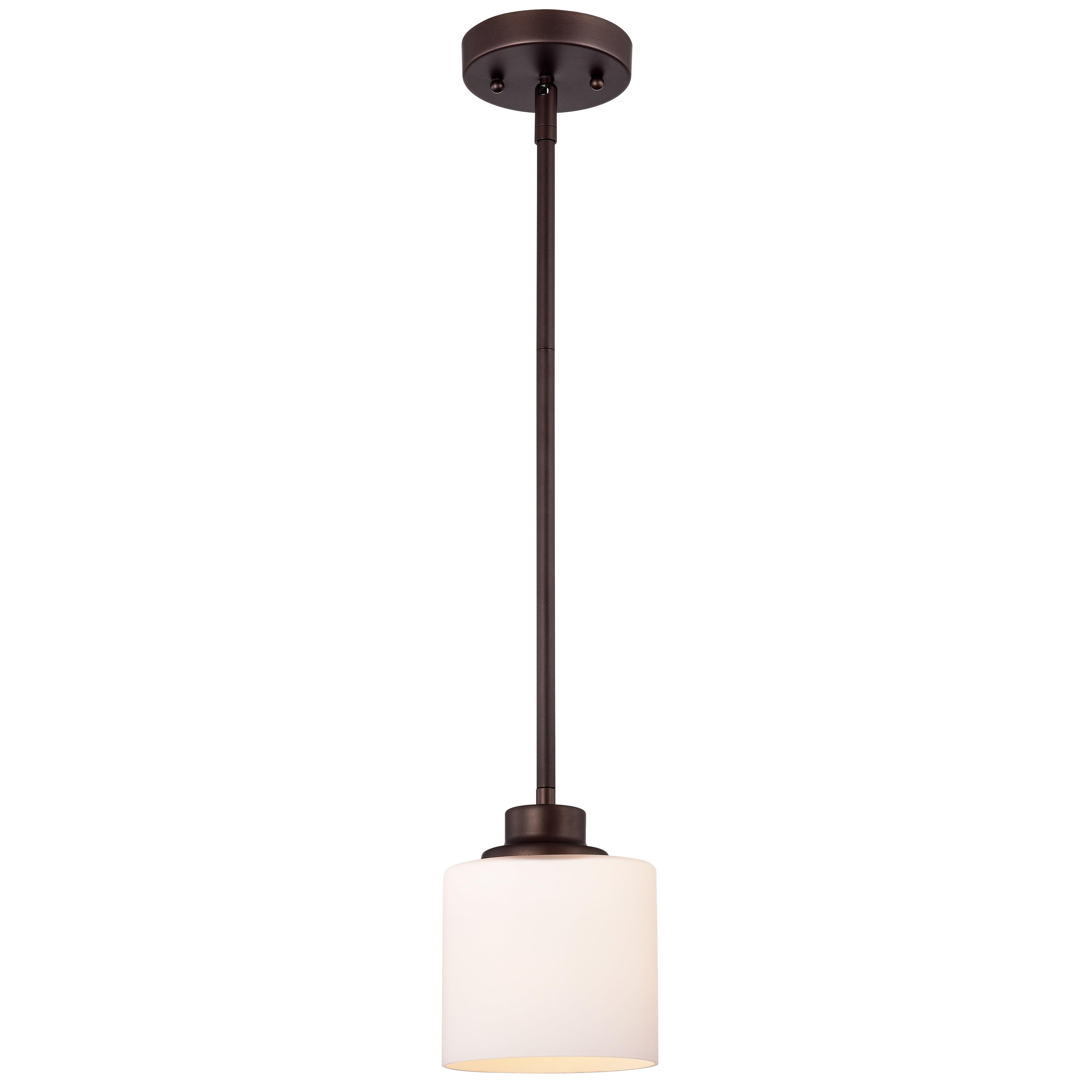 Oil Rubbed Bronze Glass Pendant Light with Etched Shade