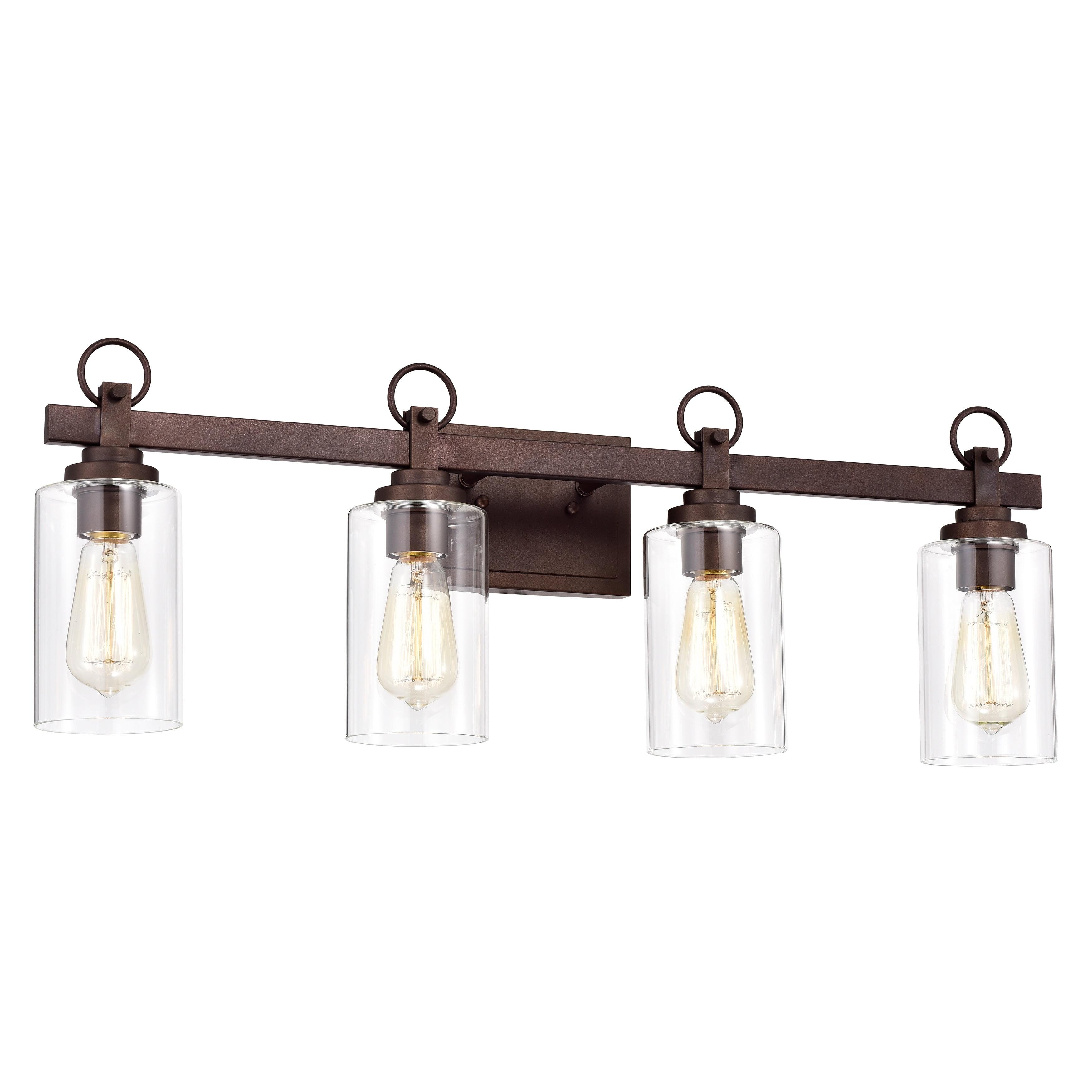 Oil Rubbed Bronze 4-Light Vanity Fixture with Clear Glass Shades