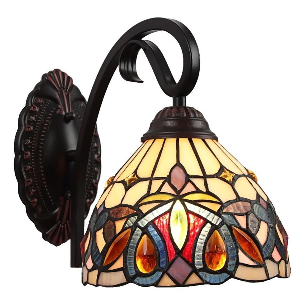 Chloe Lighting Serenity Victorian Tiffany-Style Dark Bronze 1 Light Wall Sconce 8" Wide