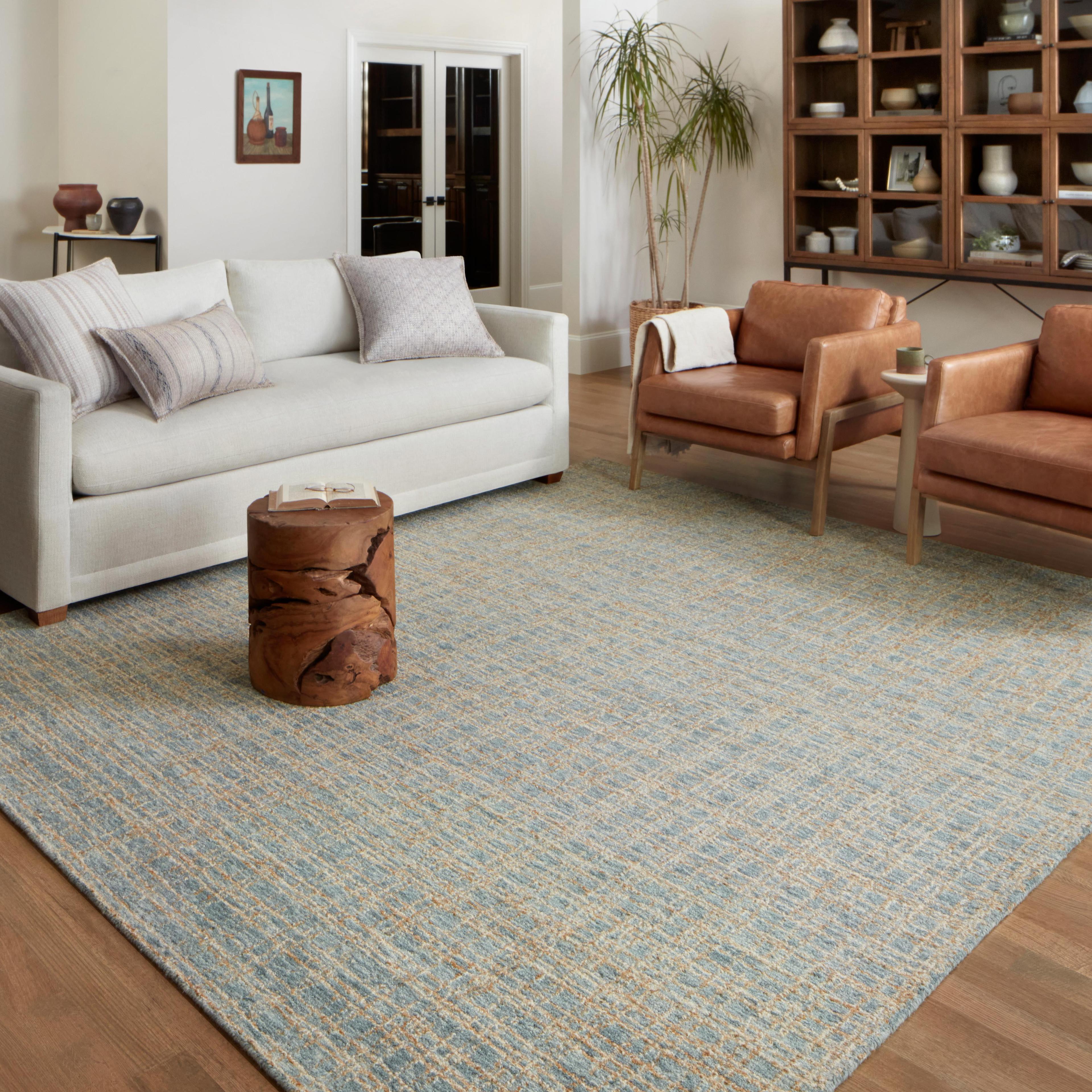 Chris Loves Julia x Loloi Polly Checkered Hand-tufted Blue/Sand Area Rug