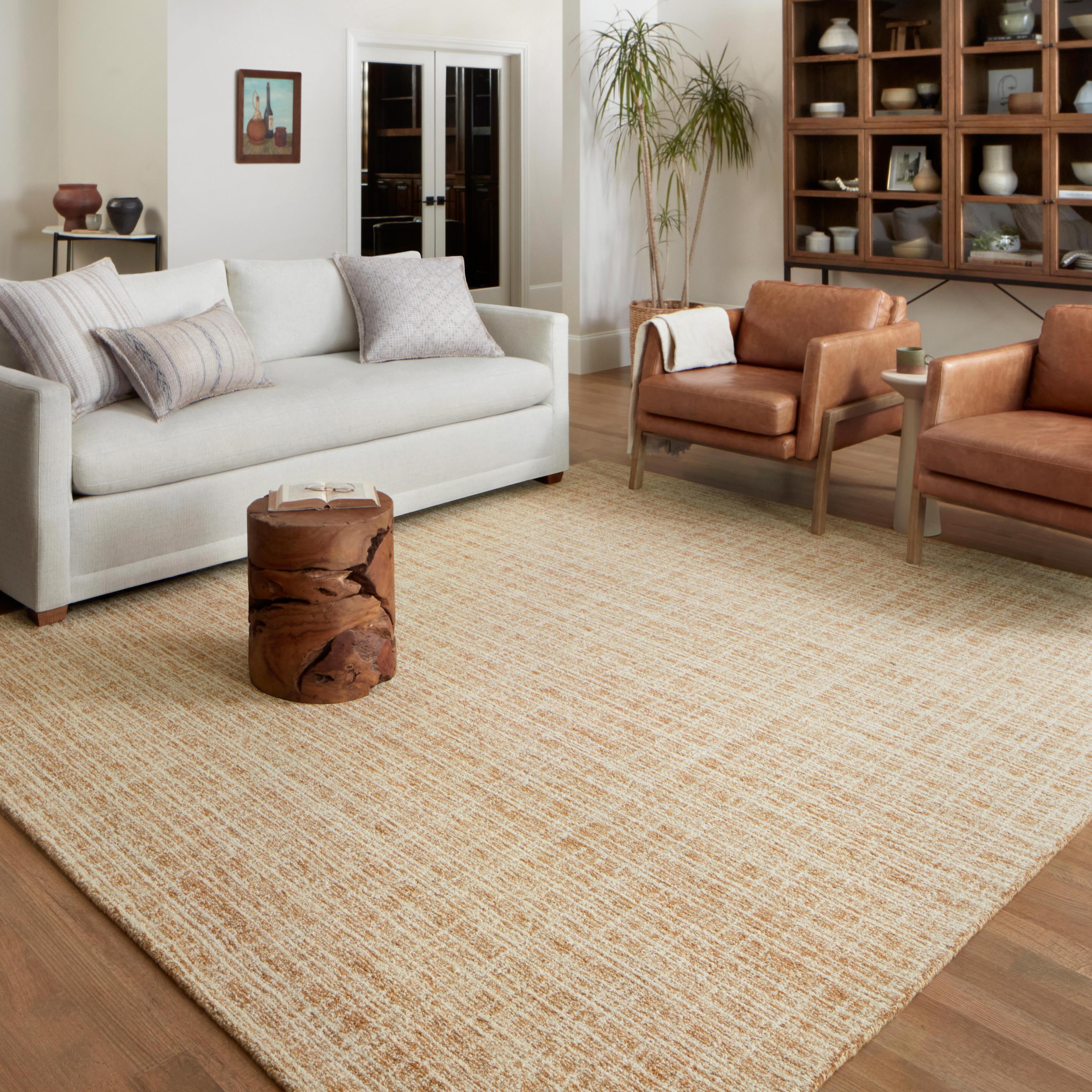 Straw and Ivory Hand-Tufted Wool Rectangular Rug