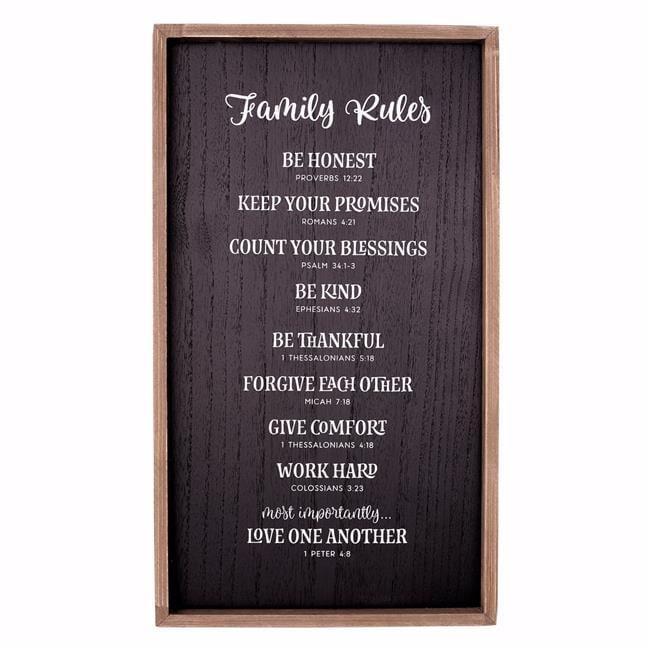 Inspirational Family Rules Black and Brown Wooden Wall Plaque