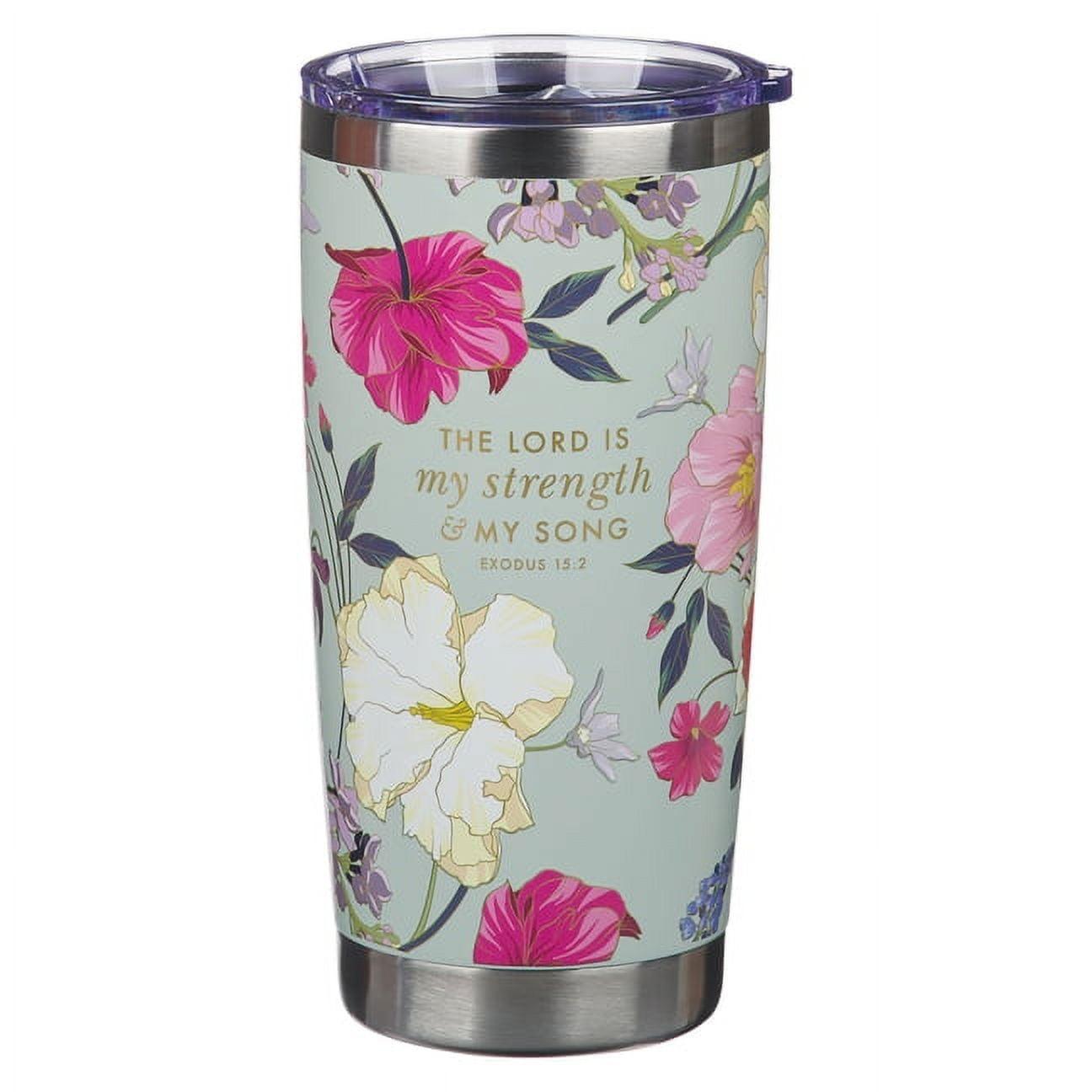Christian Art Gifts Large Stainless Steel Travel Mug for Women: Lord Is My Strength Bible Verse, Double Wall Vacuum Insu, (Hardcover)