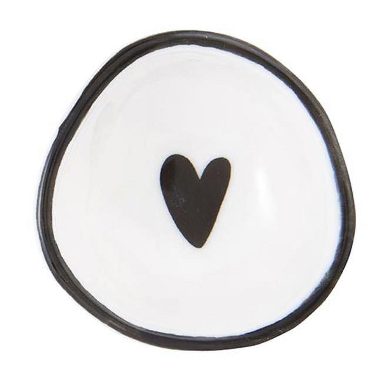 2" Handmade White Ceramic Ring Holder Dish with Heart Design