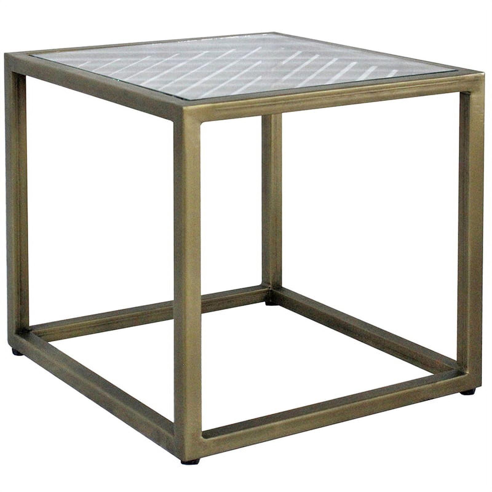 Christian Gold Metal and Glass Rectangular End Table