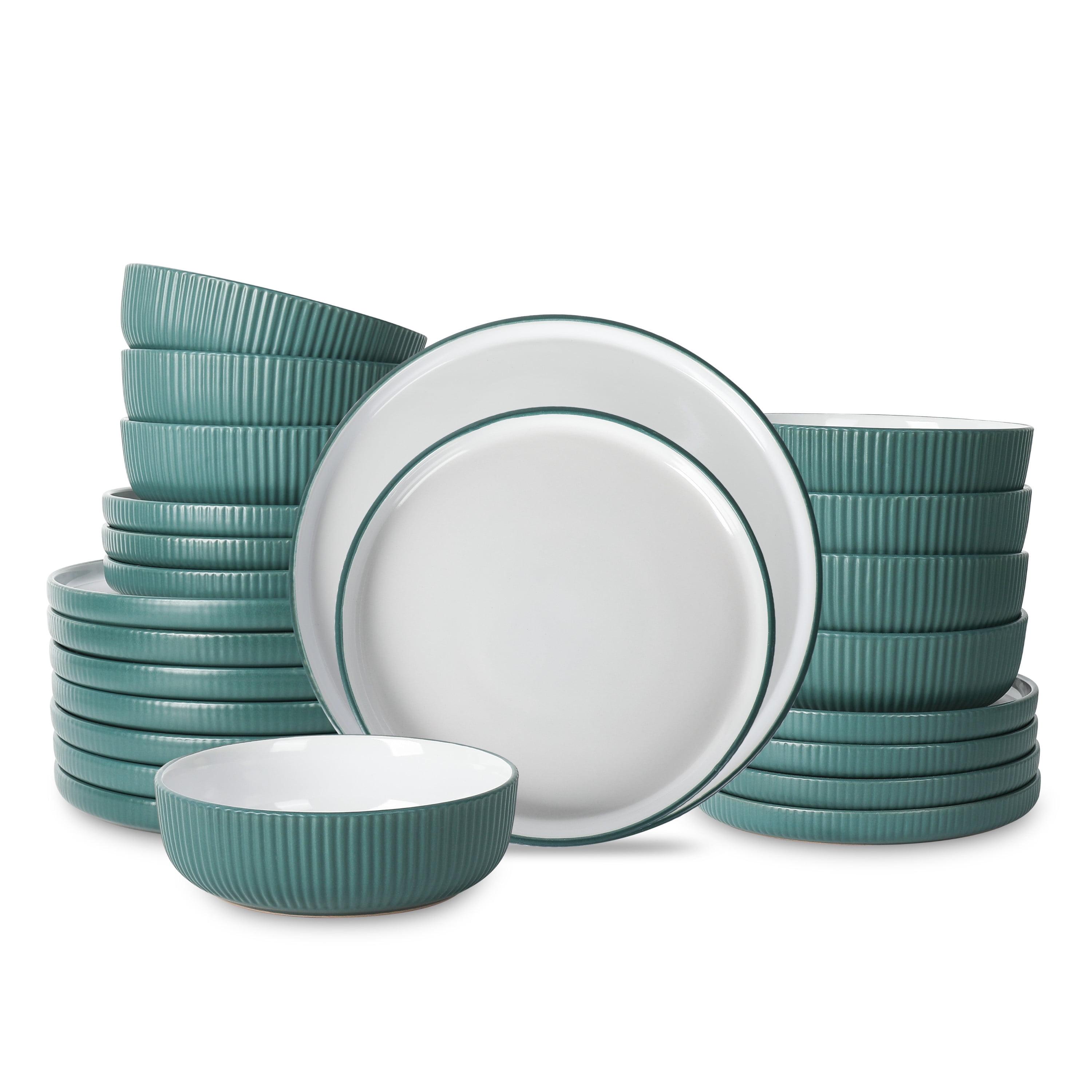 Christian Siriano Laro 24-Piece Dinnerware Set Stoneware, Green