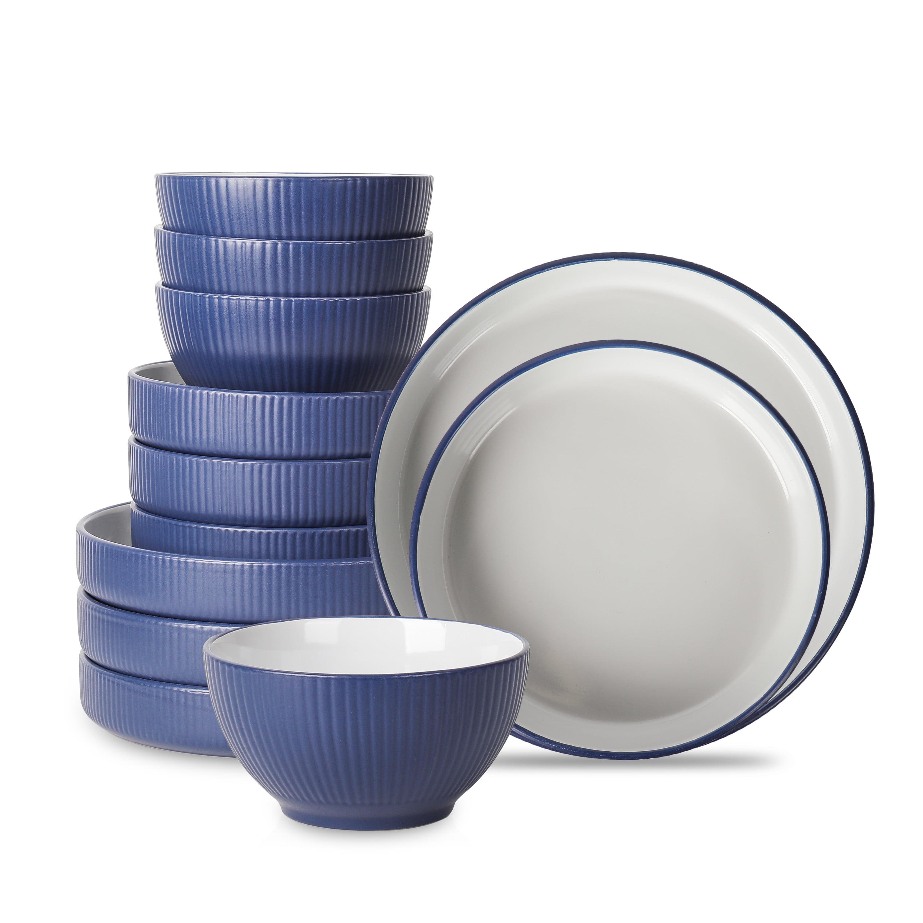 Christian Siriano Dark Blue Ceramic 12-Piece Dinnerware Set