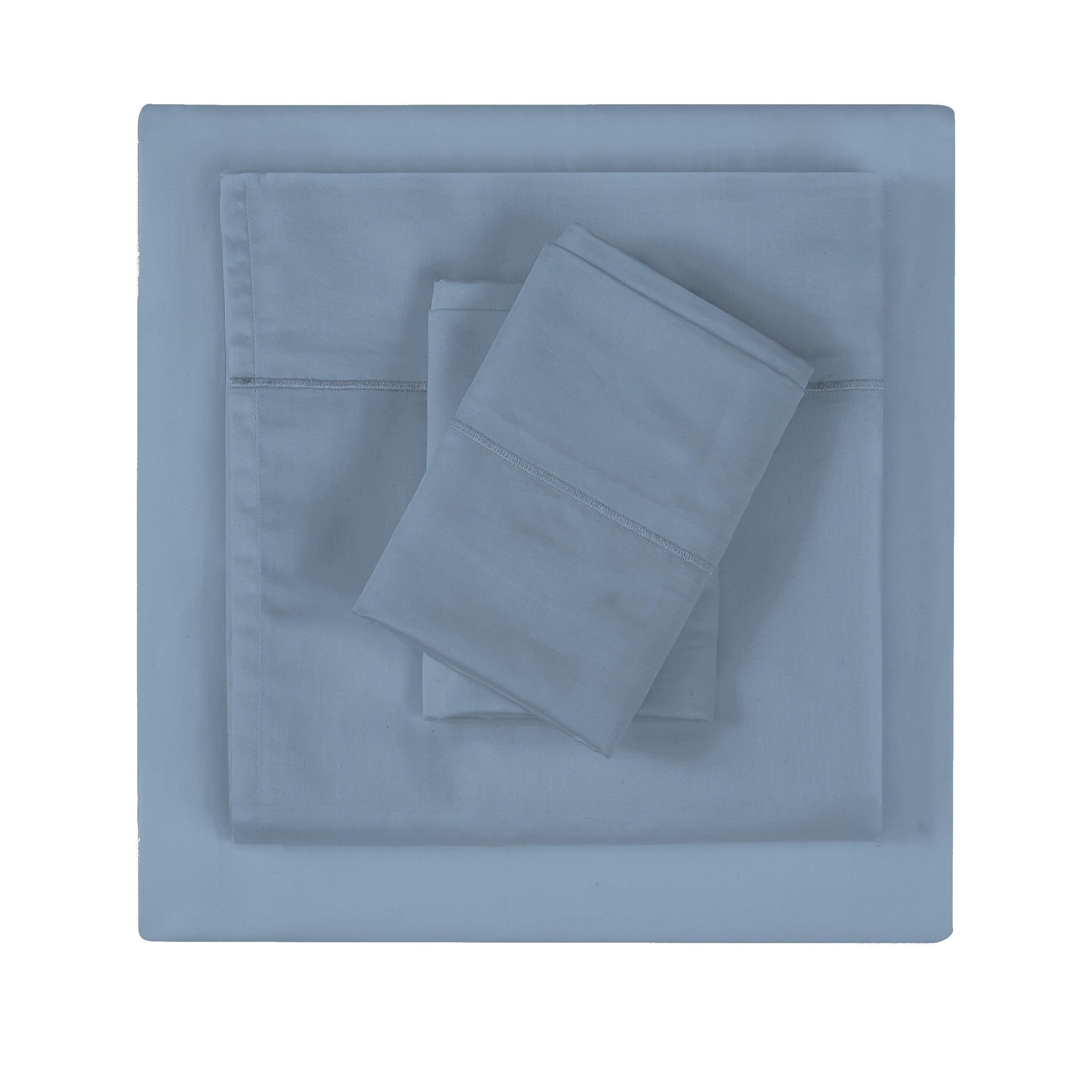 Blue Cotton Sateen Standard Pillowcase Set of 2