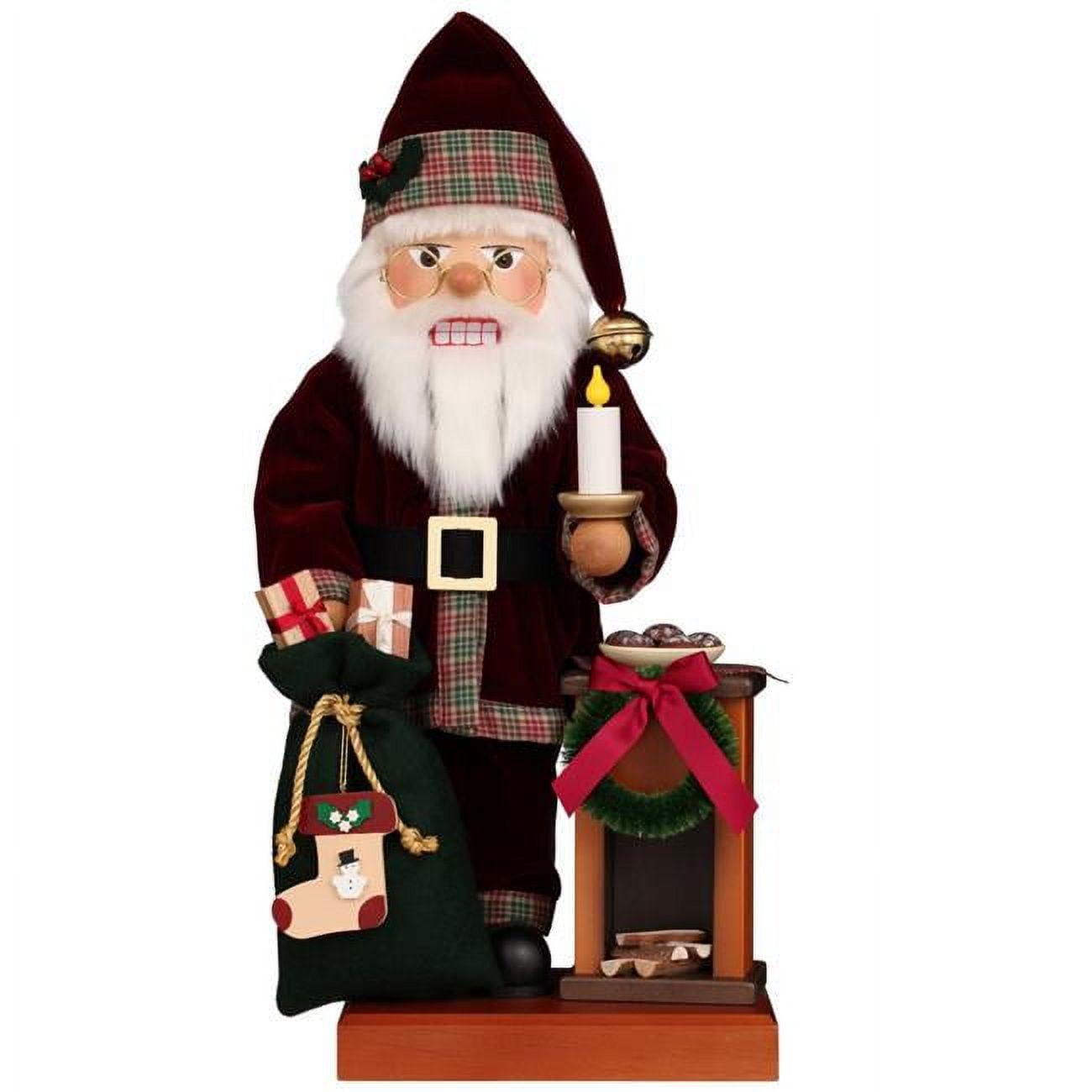 Santa with Fireplace German Wooden Nutcracker