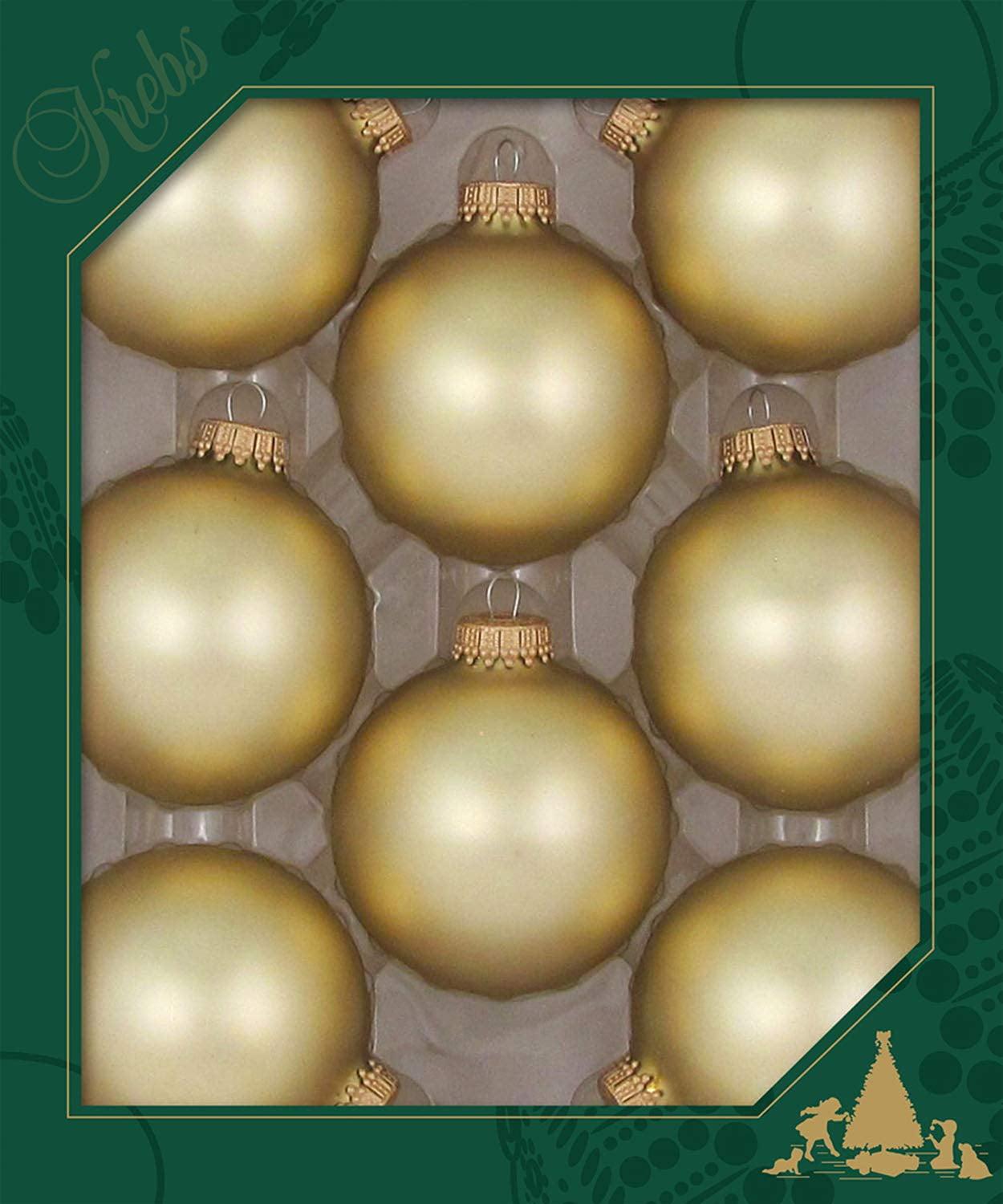 Christmas By Krebs 2 5/8" (67mm) Seamless Glass Ornament [8 Pieces], Decorated Designer Heirloom (Velvet Harvest Gold)