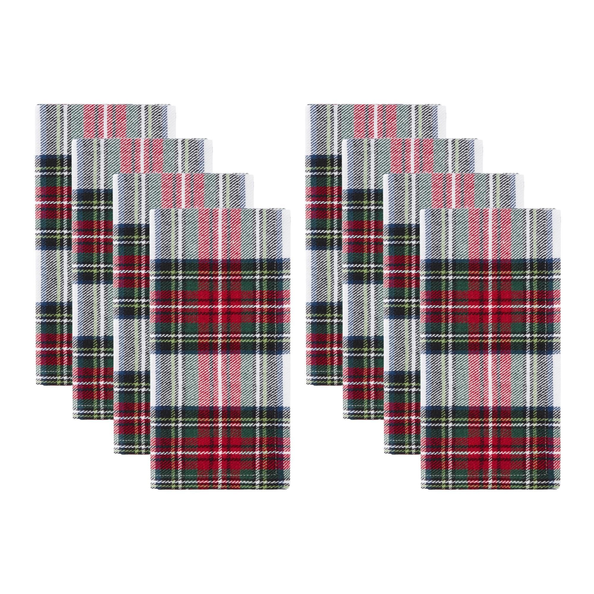 Christmas Classic Holiday Plaid Cotton Napkin Set of 8