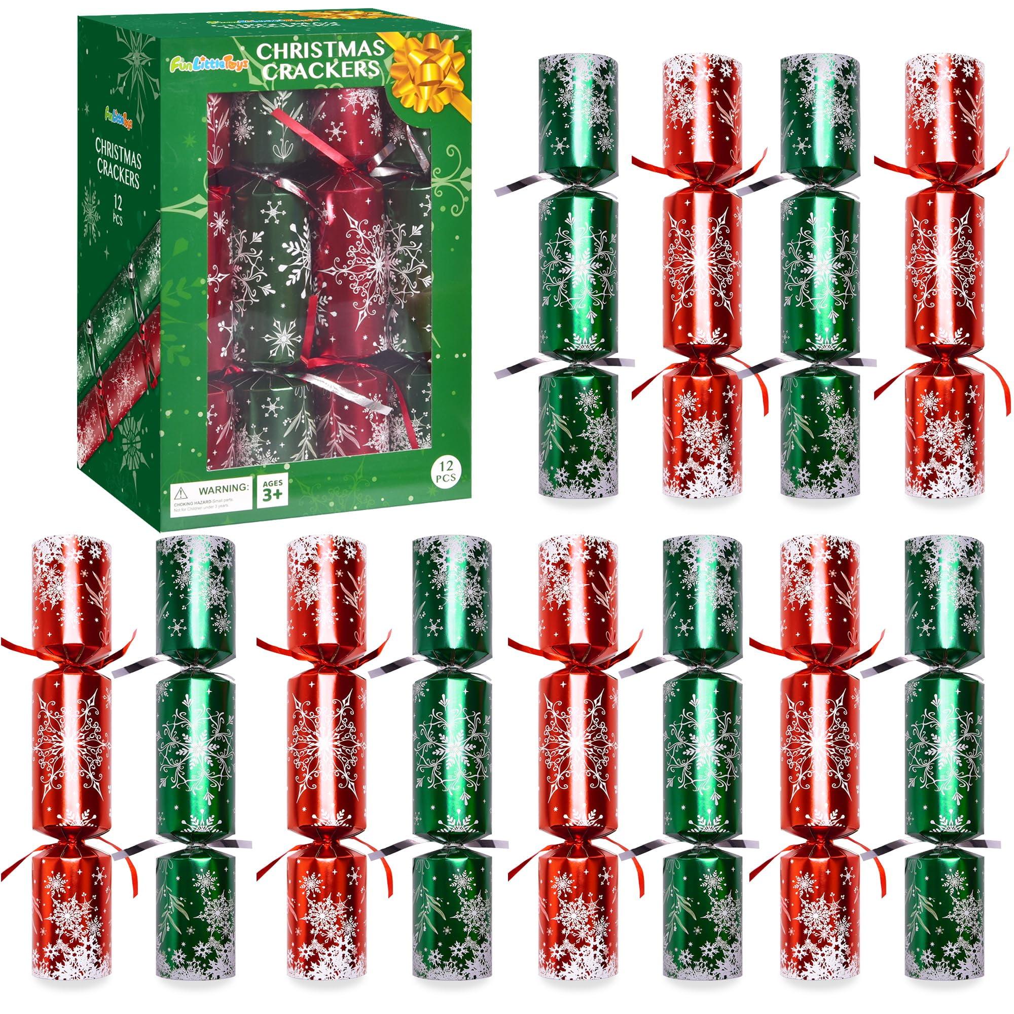 Fun Little Toys 12 PCS Christmas Cracker red and green snow flake