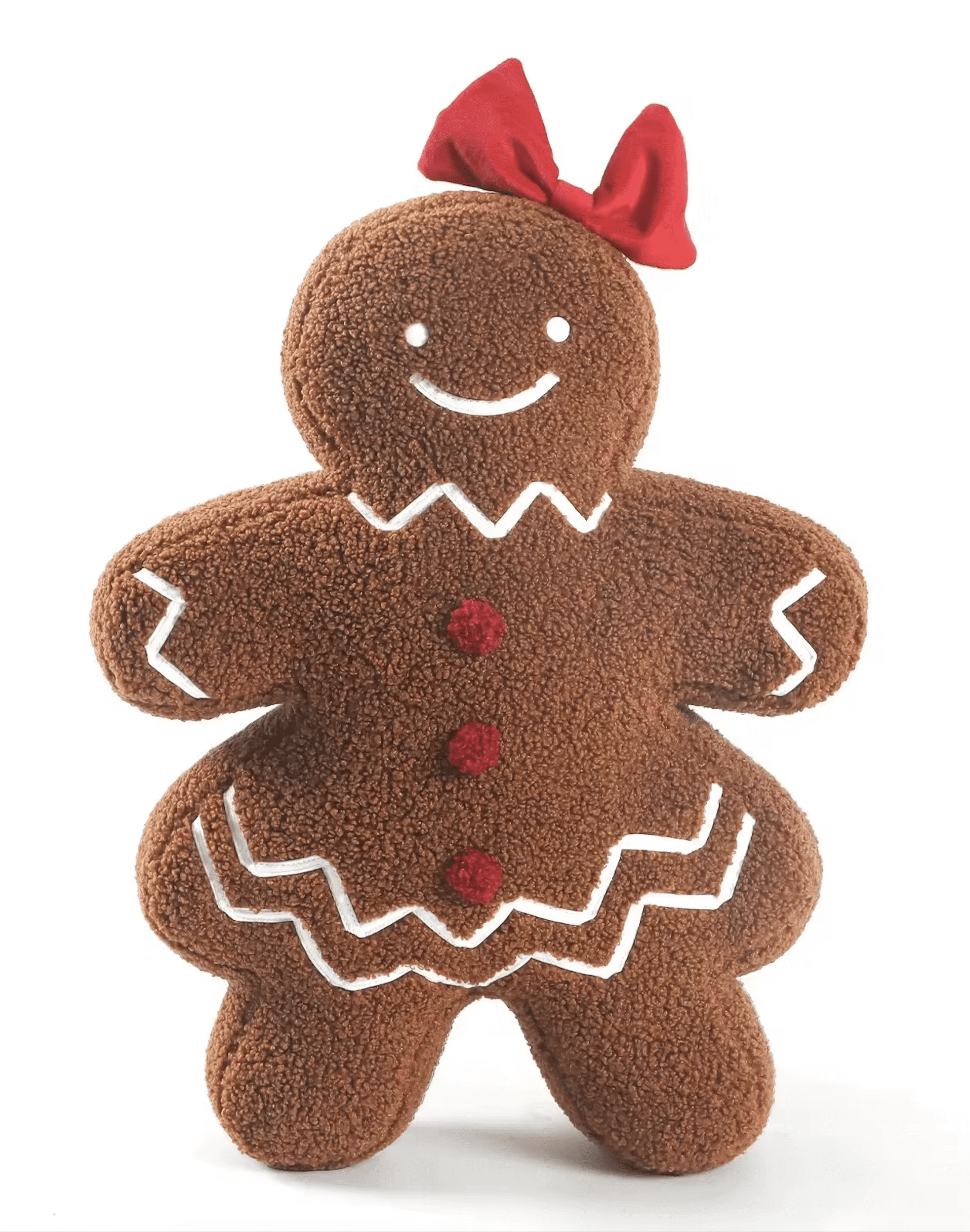 Christmas Decoration Cute Plush Sherpa Gingerbread Girl Cushion Pillow with Filling Soft Comfort Plush Home Decor Pillows