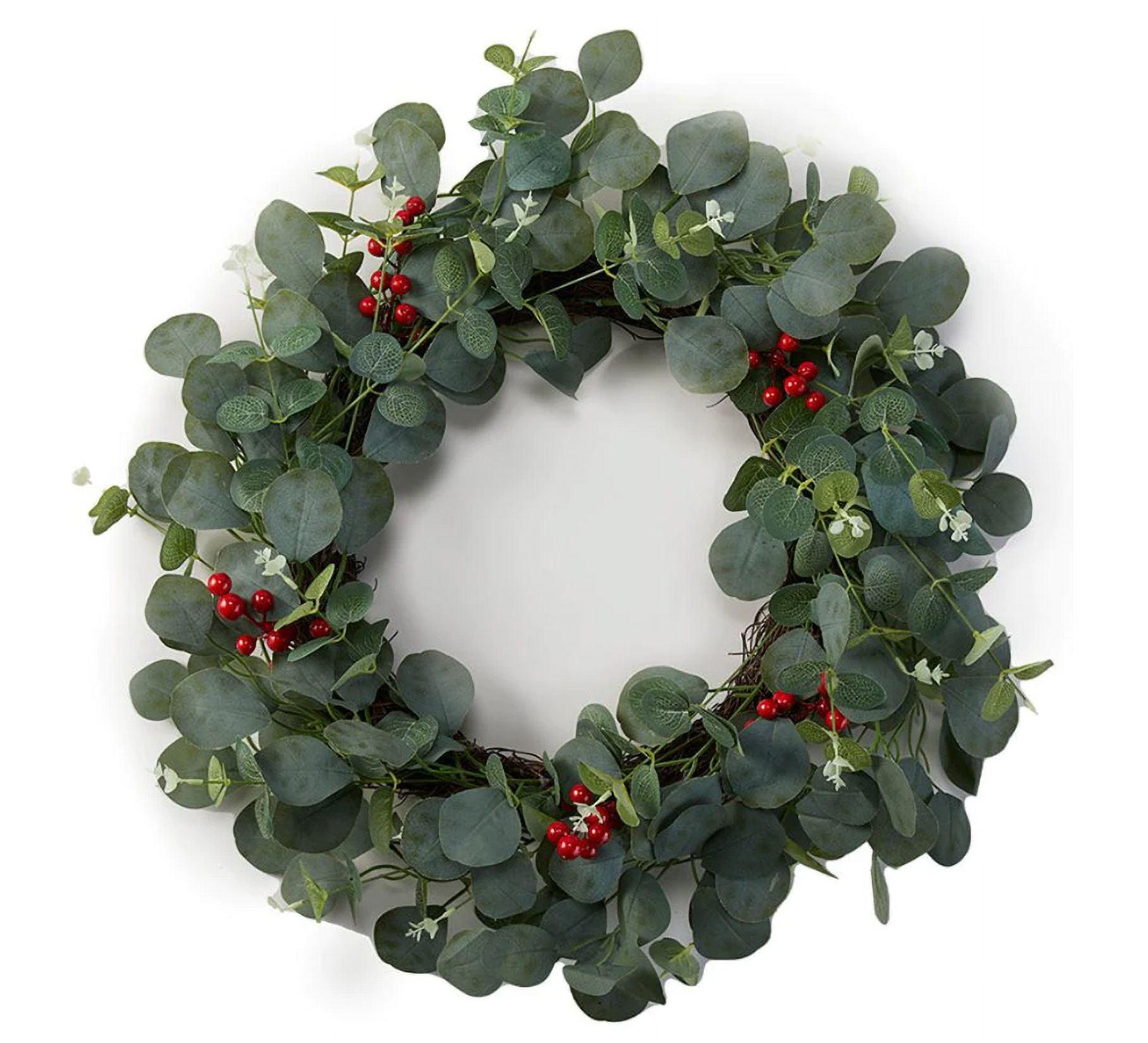 Eucalyptus and Red Berry 24" Christmas Wreath