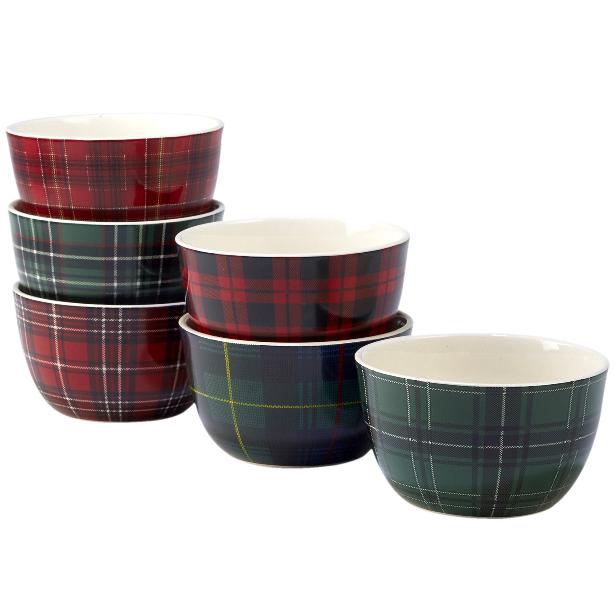 Certified International Christmas Plaid 6 Piece 24 oz. Dessert Bowl Set