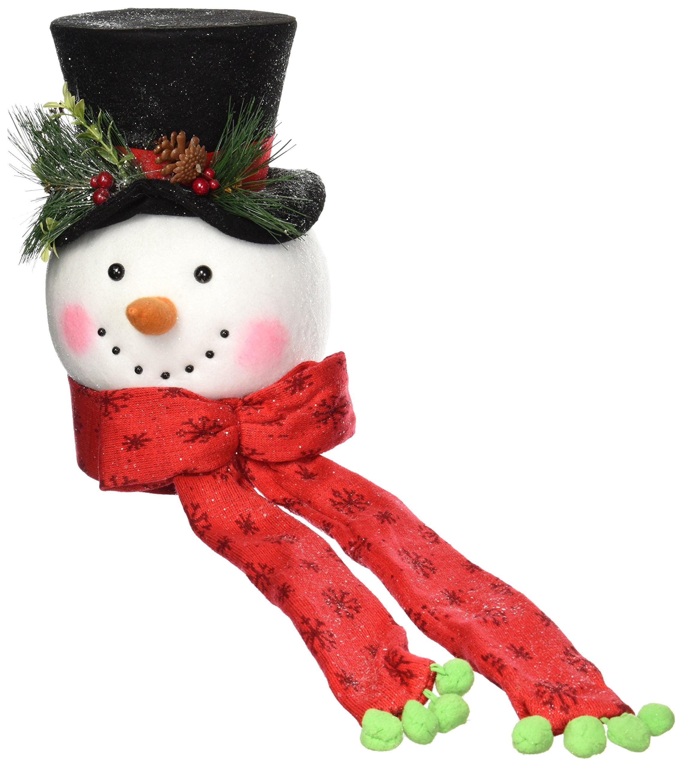 Festive Snowman Tree Topper with Red Scarf and Top Hat