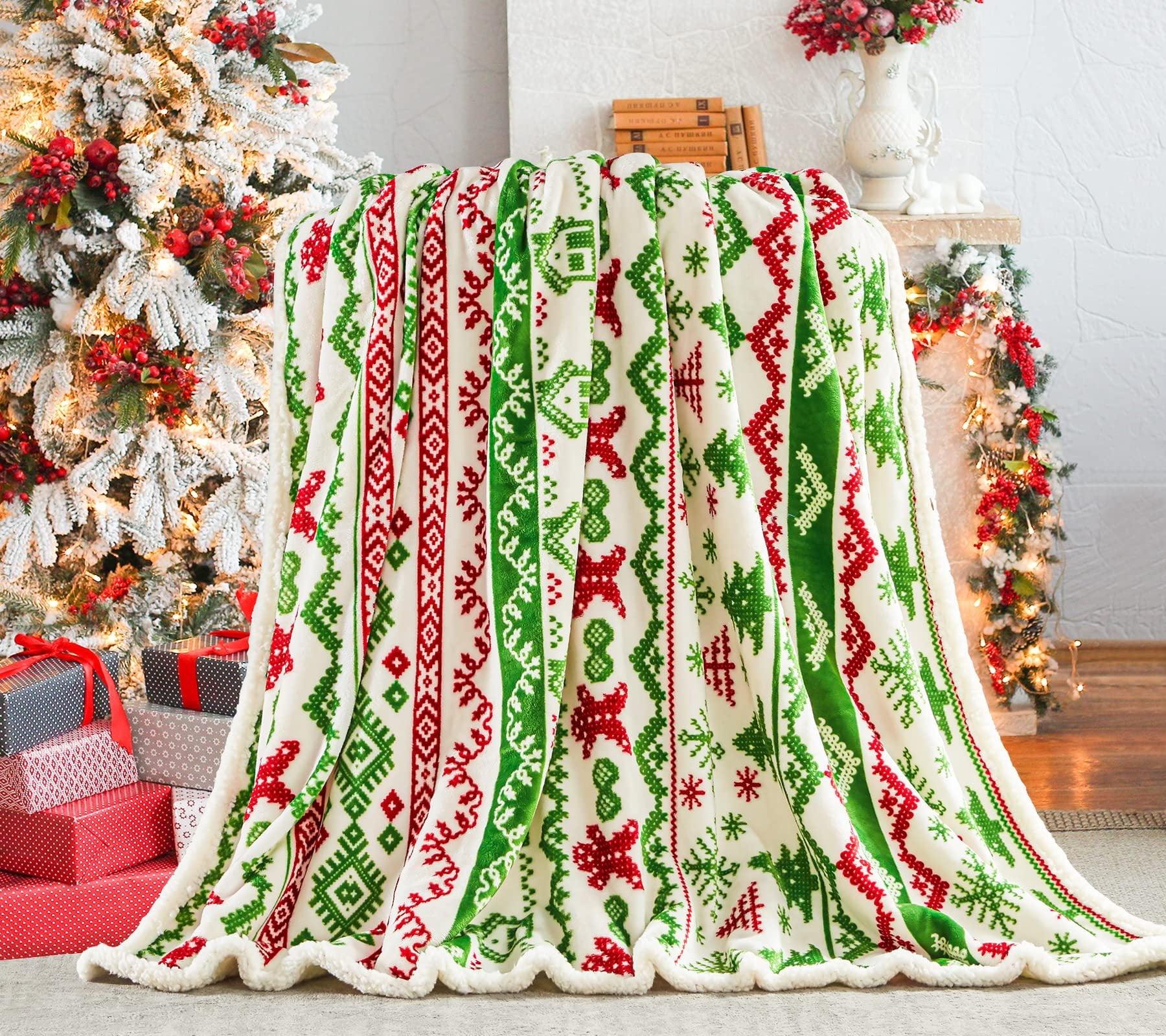 Tirrinia Christmas Throw Fleece Blanket 50" x 60" Snowflake Pattern, Super Soft Fluffy Throw TV Blanket Decorative Blanket for Bed Couch Holidays