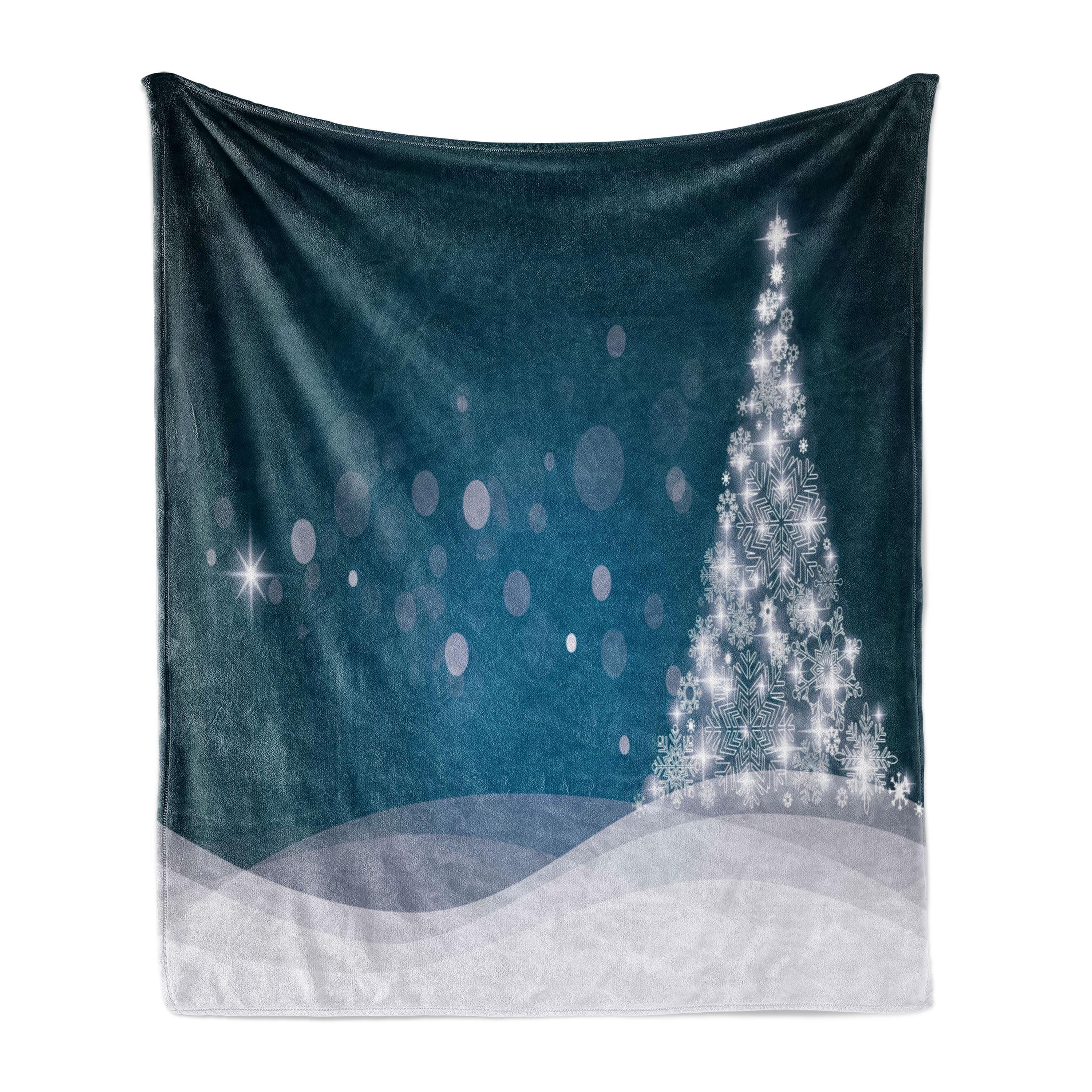 Slate Blue and White Christmas Fleece Throw Blanket, 50" x 70"