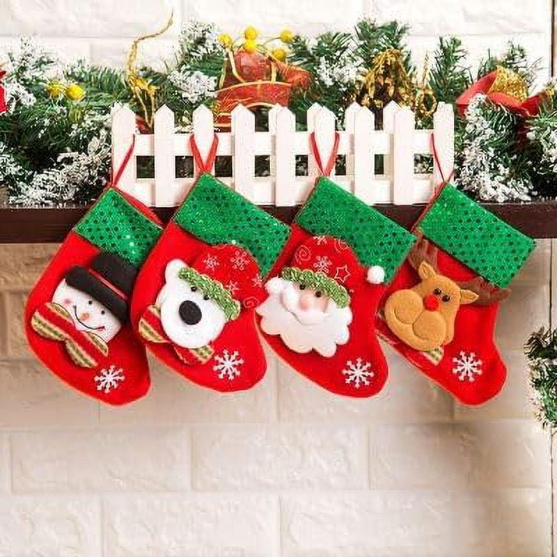 Festive Red and Green Cotton Christmas Stockings Set of 4