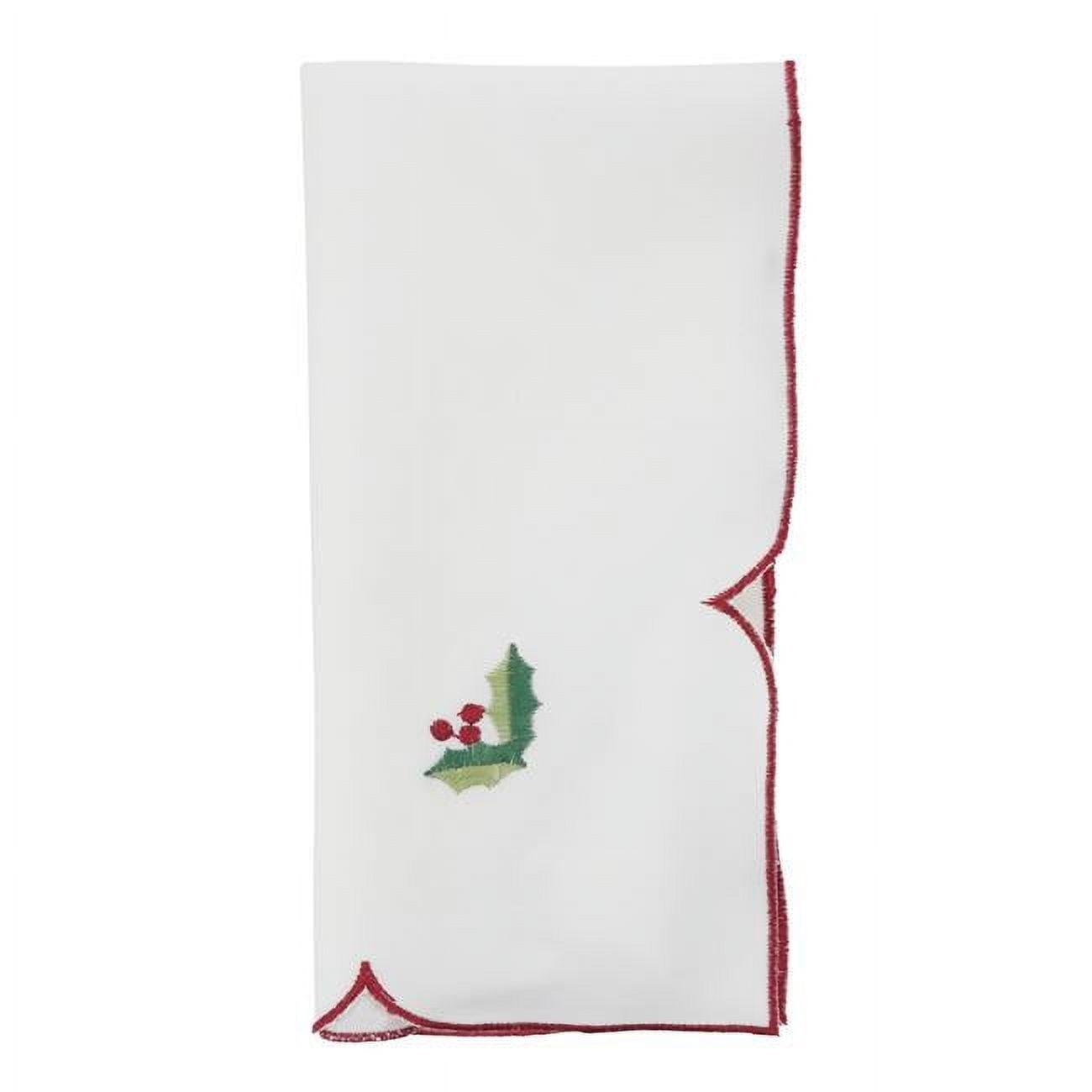 Saro Lifestyle Embroidered Christmas Napkin, 20" Square, Ivory (Set of 4)