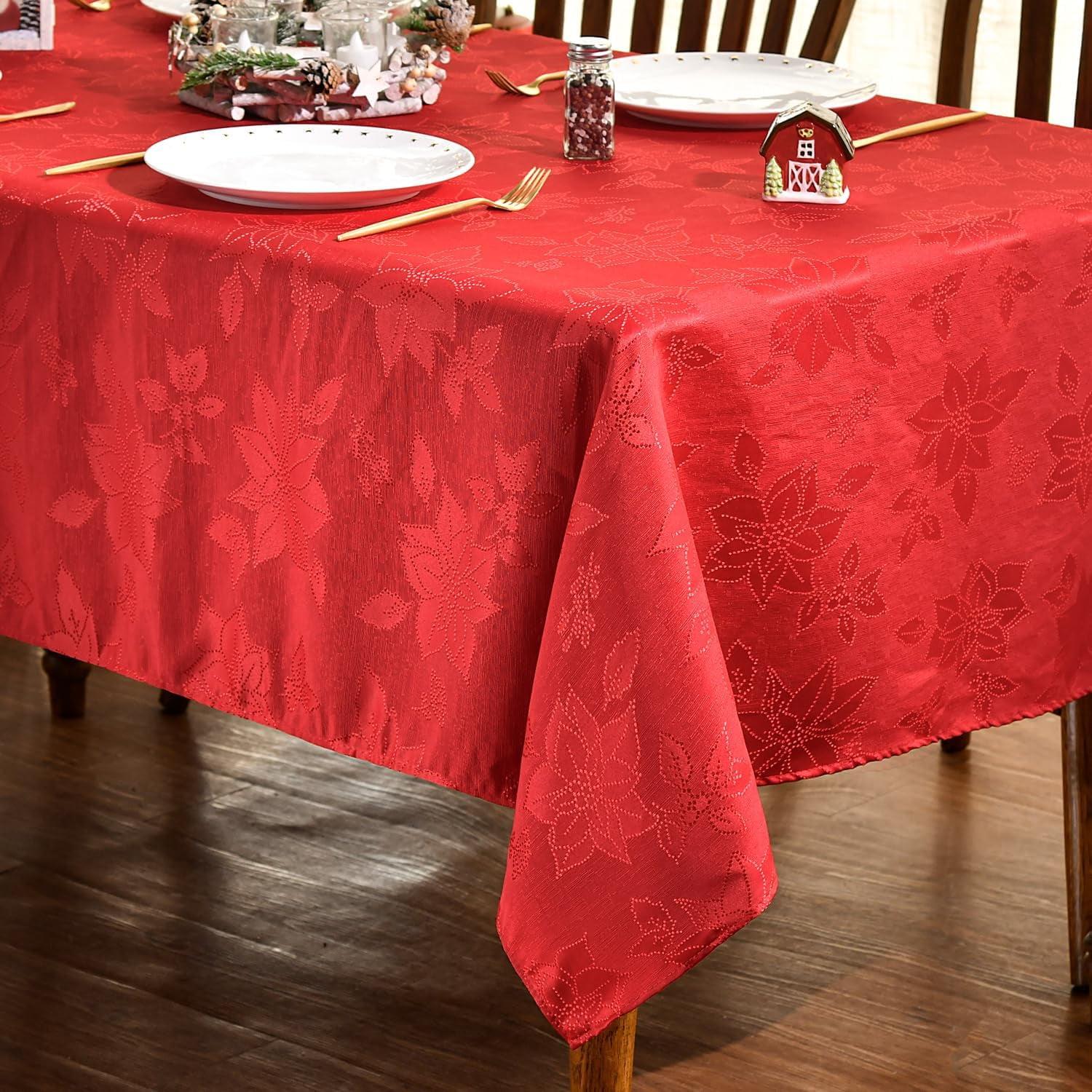 Astoria Grand Tilghman Poinsettia Floral Woven Tablecloth