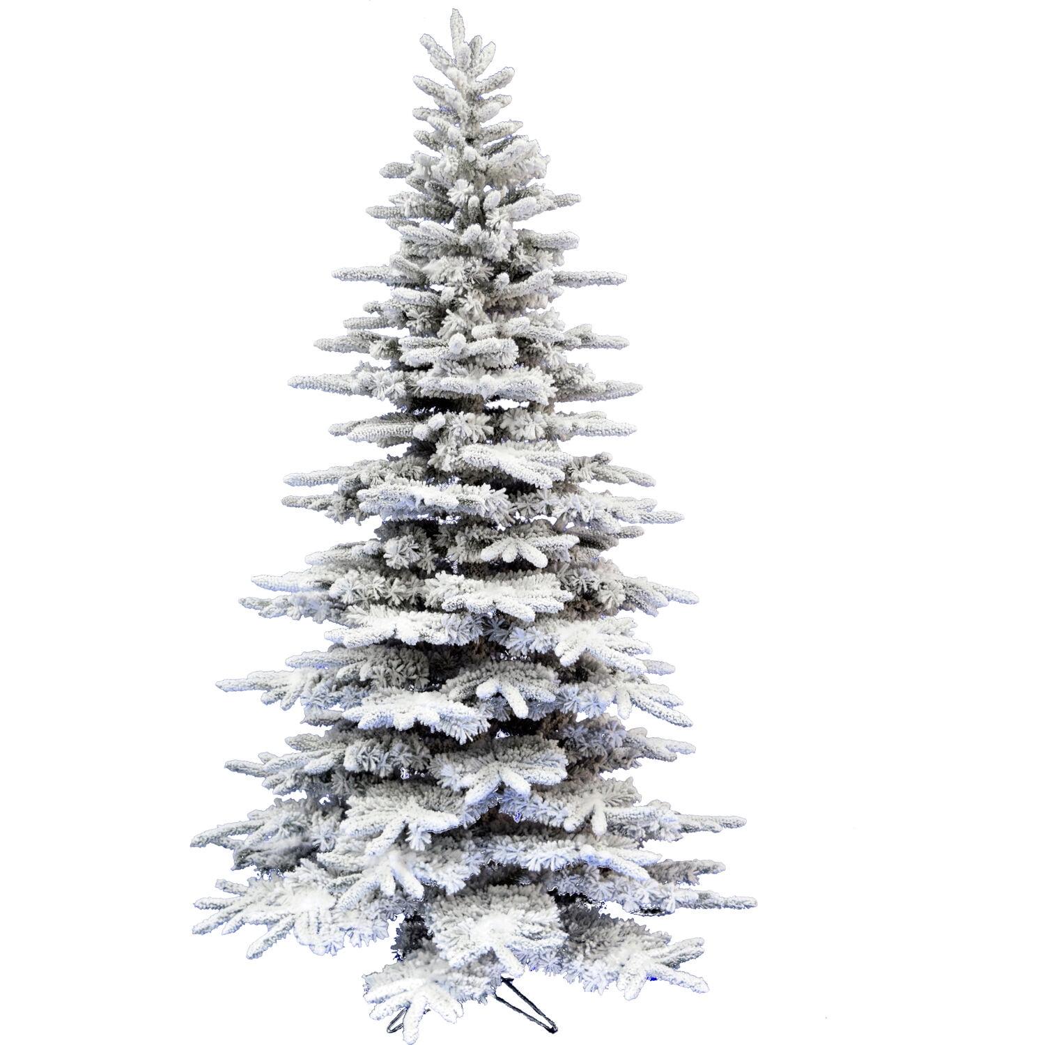 Christmas Time 6.5-Ft. Unlit Snowy White Pine Artificial Christmas Tree with Stand