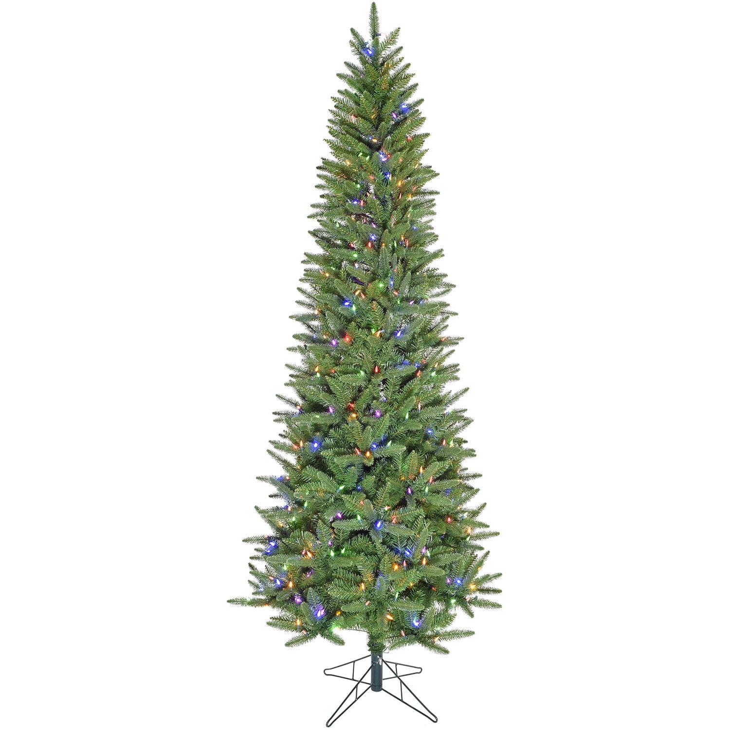 Slim Windsor Pine 6.5 ft Artificial Christmas Tree with Multi-Color LED Lights