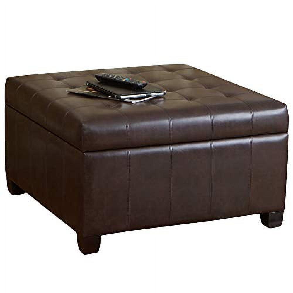 Christopher Knight Home Alexandria Bonded Leather Storage Ottoman - Brown: Upholstered Bench, Hardwood Frame