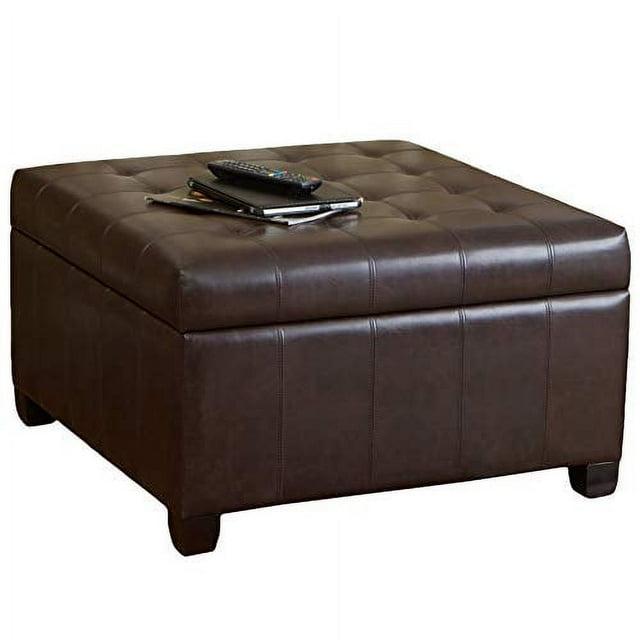 Christopher Knight Home Alexandria Bonded Leather Storage Ottoman - Brown: Upholstered Bench, Hardwood Frame