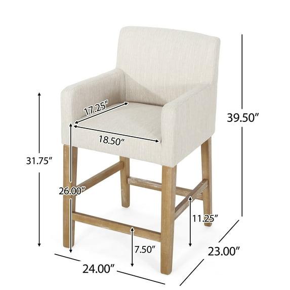 Christopher Knight Home Chaparral Contemporary Fabric Upholstered Wood 26 inch Counter Stools (Set of 2), Beige and Weathered Natural