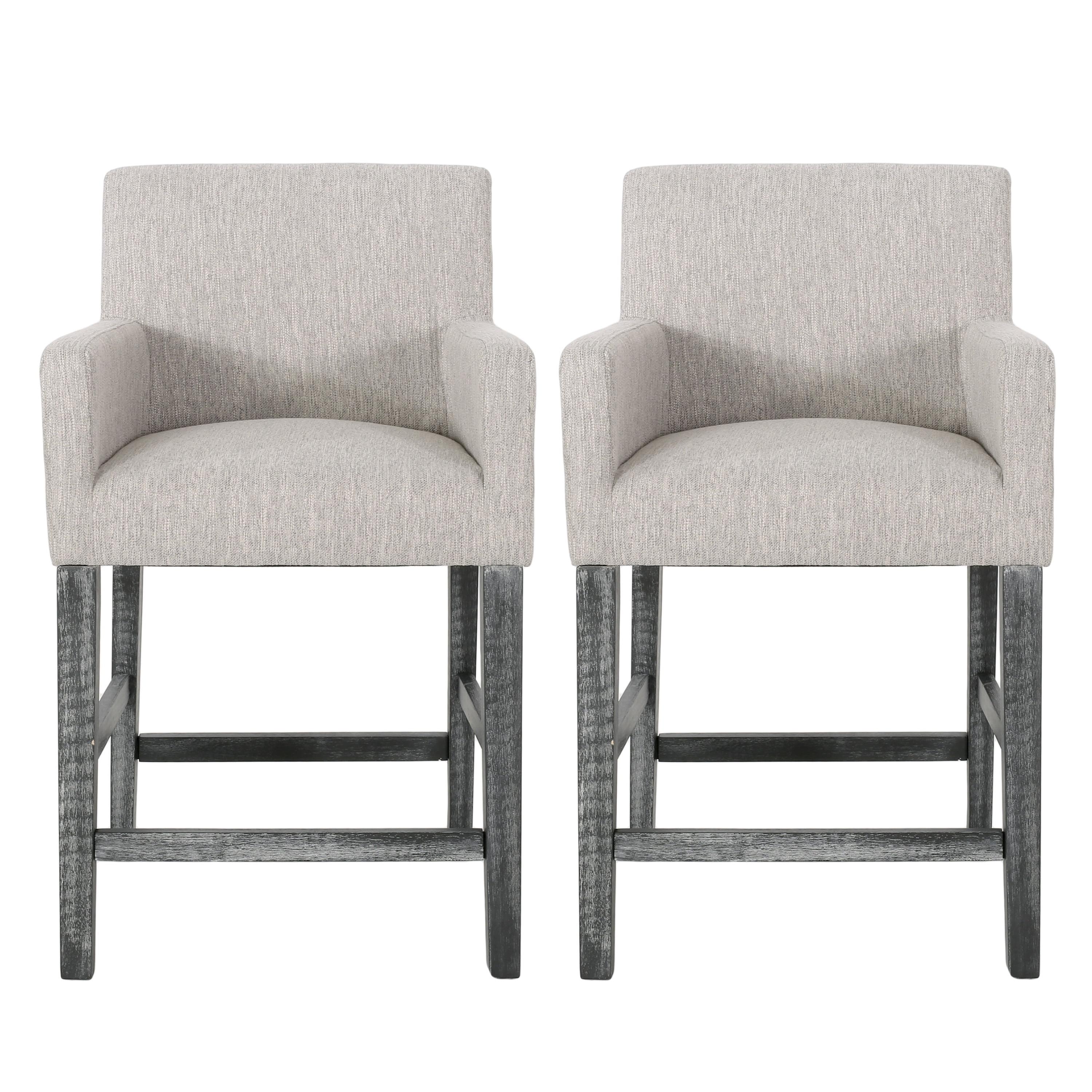 Christopher Knight Home Armga Fabric Upholstered Wood 26 inch Counter Stools (Set of 2) by  Light Gray