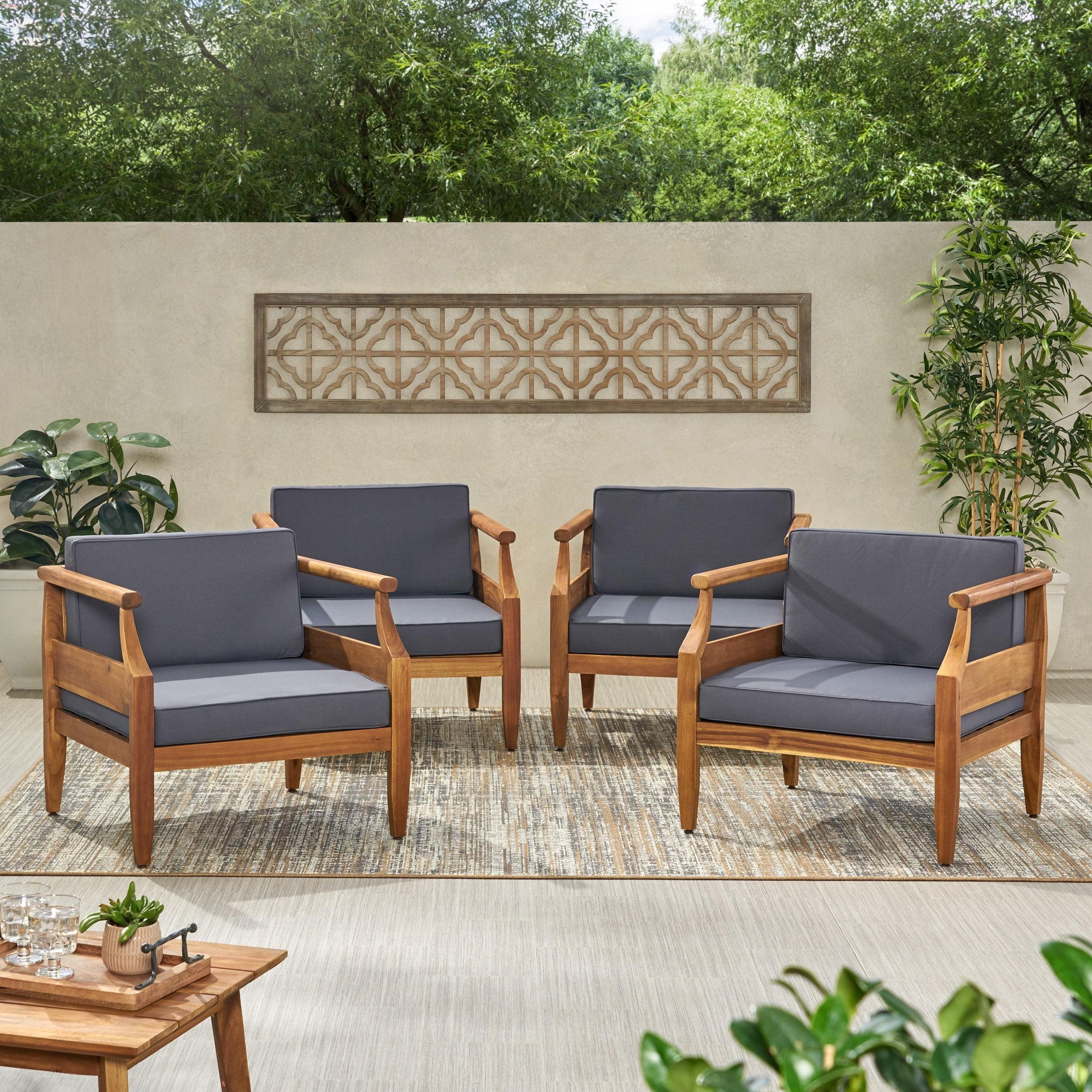Rosecliff Heights Leist Outdoor Patio Chair with Cushions (Set of 4)