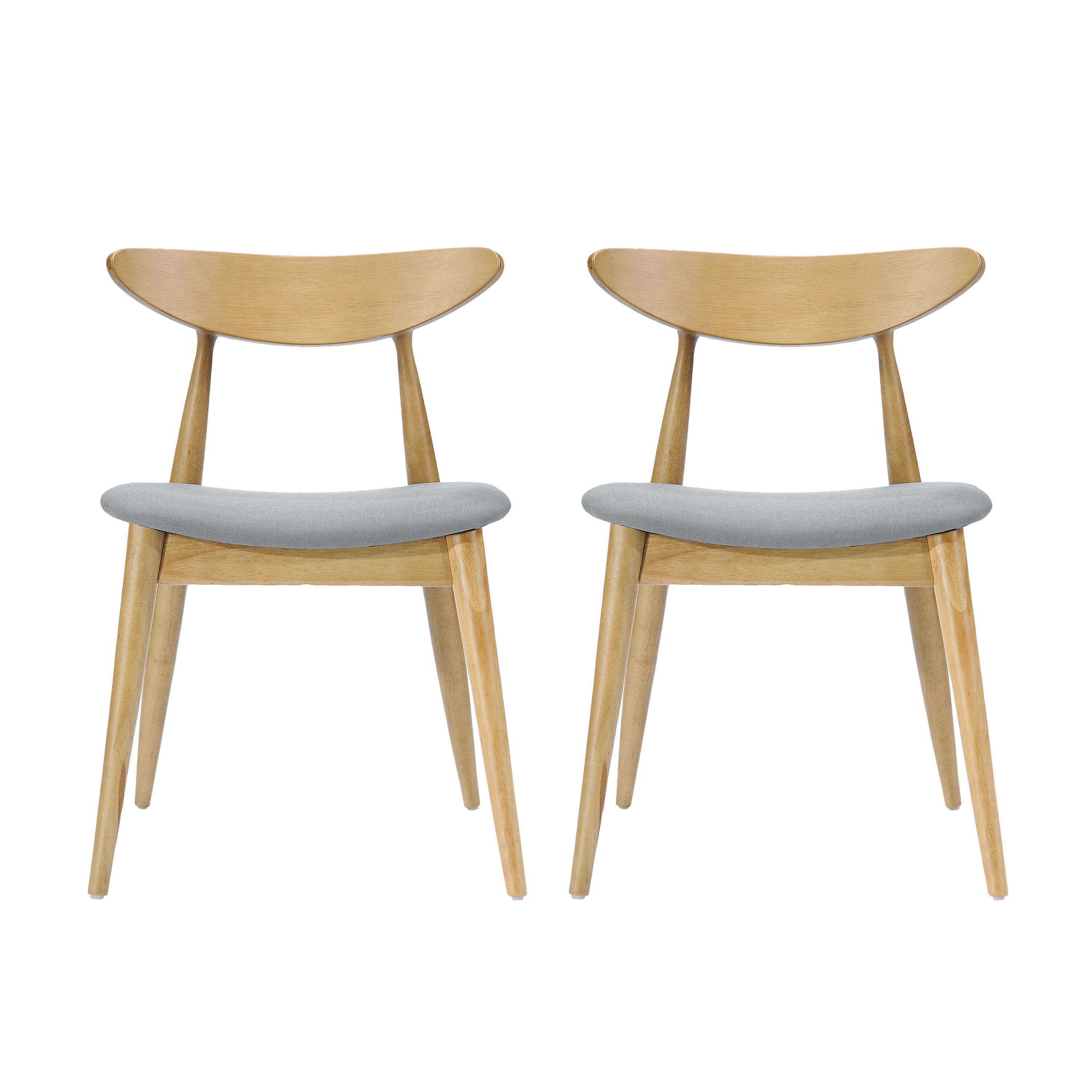 Christopher Knight Home Barron Mid Century Modern Rubberwood Fabric Upholstered Dining Chairs (Set of 2), Beige/Natural Oak