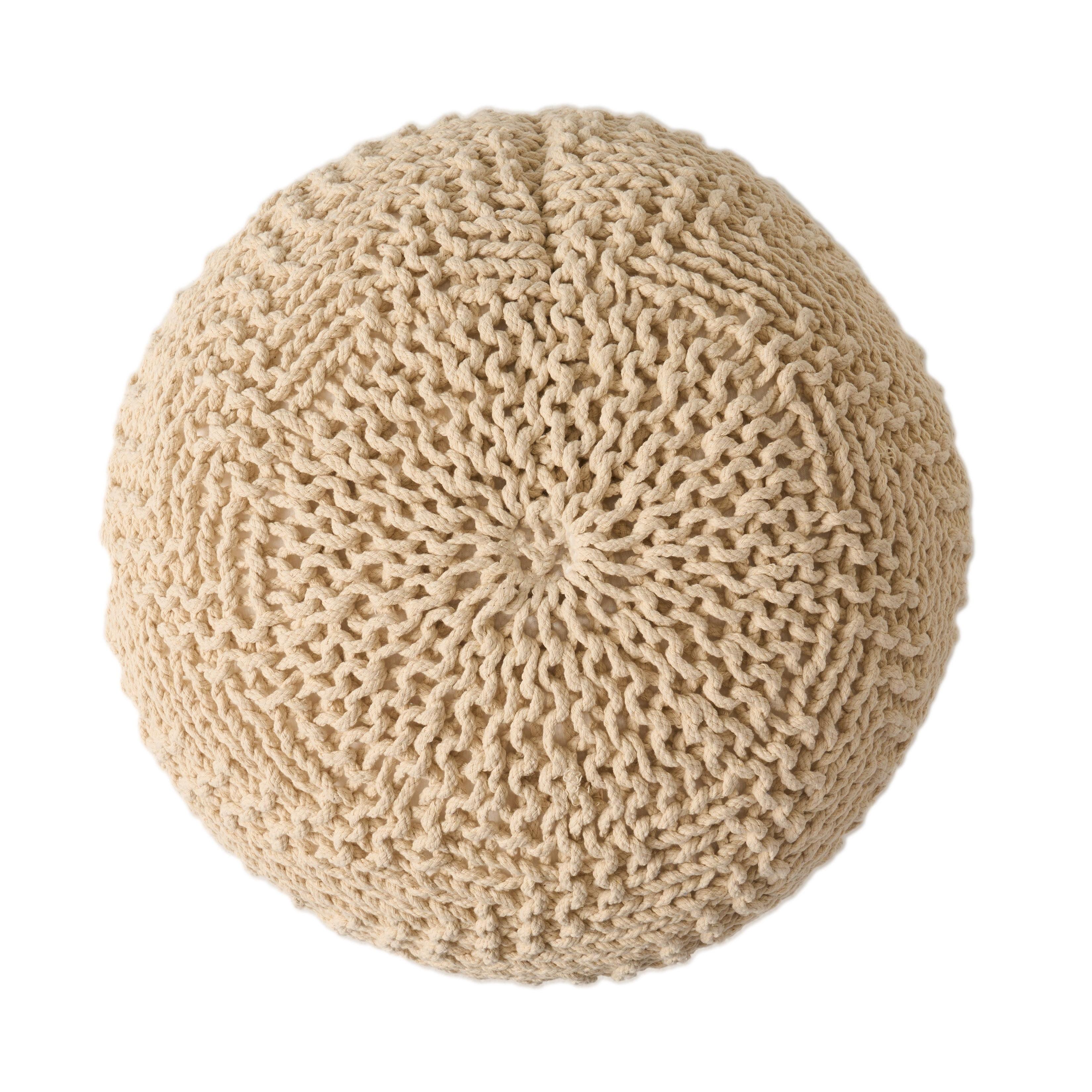 Christopher Knight Home Barwick Modern Knitted Round Pouf Ivory: Upholstered Ottoman, No Assembly Required