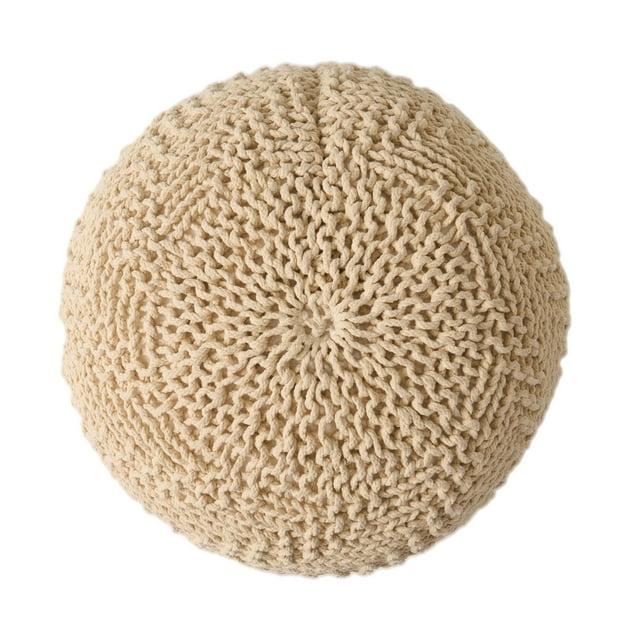 Christopher Knight Home Barwick Modern Knitted Round Pouf Ivory: Upholstered Ottoman, No Assembly Required